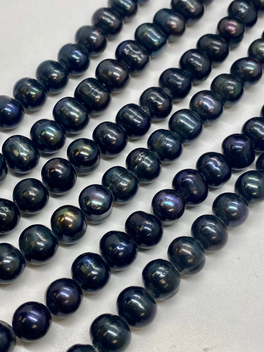 A-AA 8-10mm Round Potato Freshwater Pearl, 15" full strand Black navy peacock pearl, luster loose pearl beads Excellent Bargain #RS2067AB