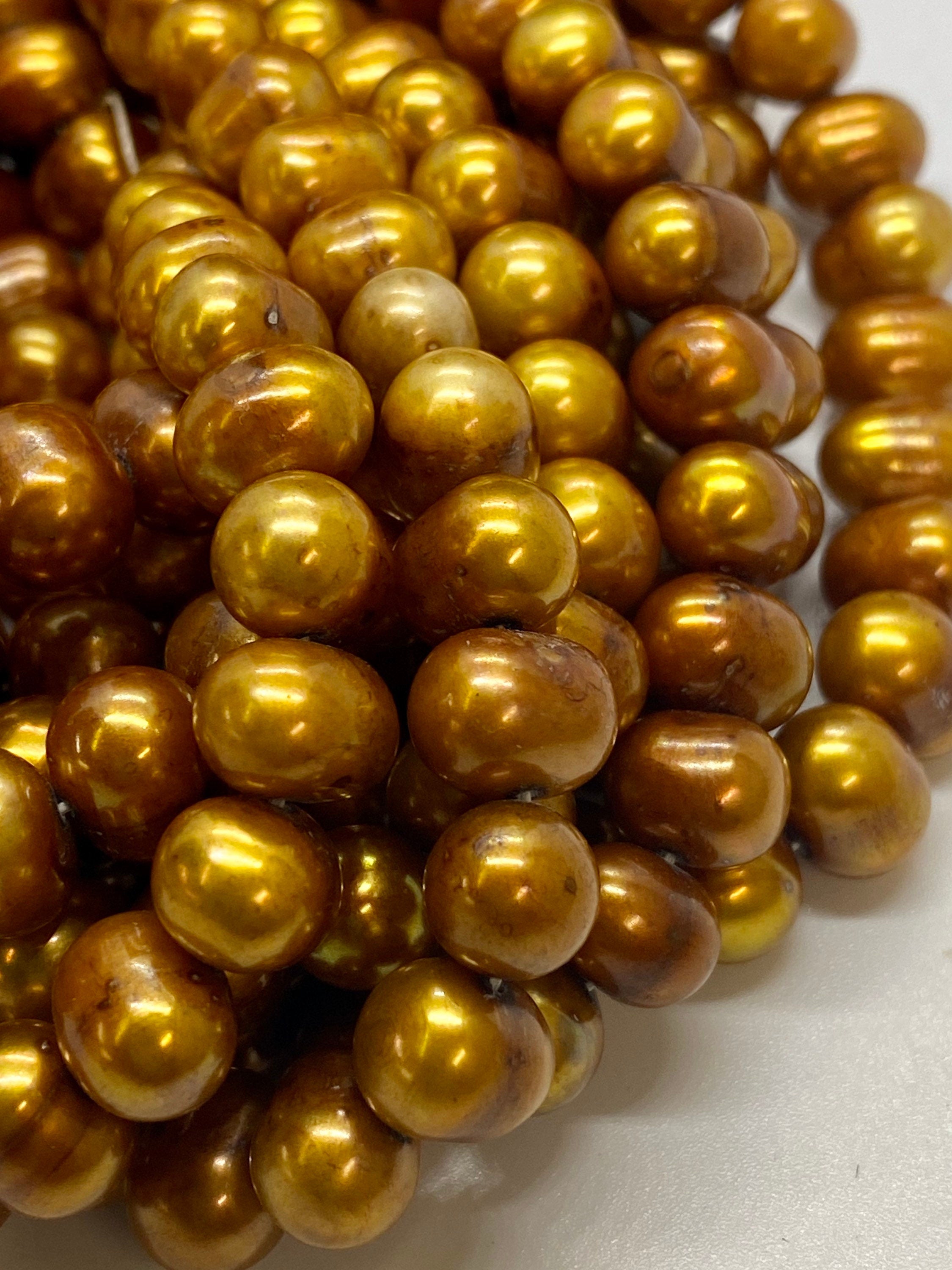 FLASH Sale 50% off A-AA 8-10mm Round Potato Freshwater Pearl, 15" full strand stunning Brown pearl, luster Excellent Dollar Bargain #015