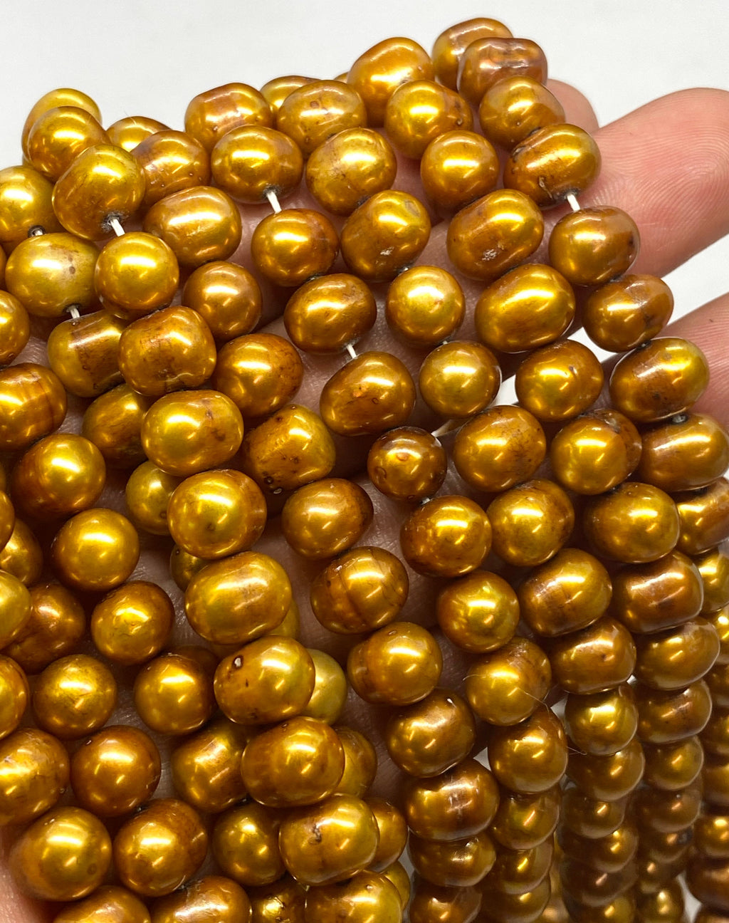 FLASH Sale 50% off A-AA 8-10mm Round Potato Freshwater Pearl, 15" full strand stunning Brown pearl, luster Excellent Dollar Bargain #015