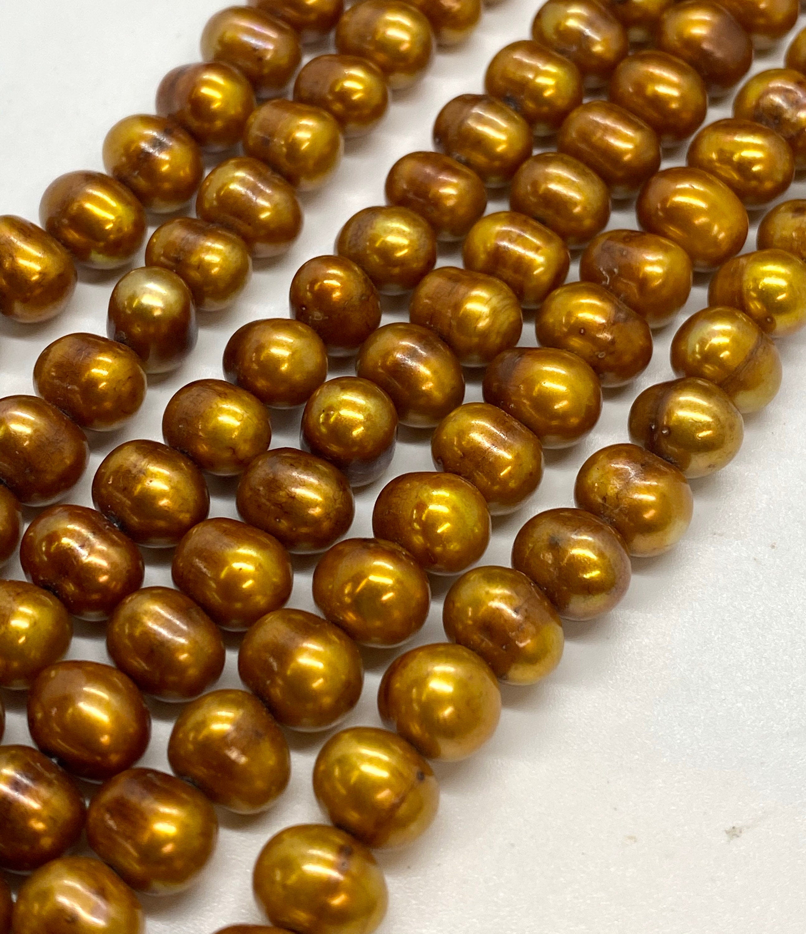 FLASH Sale 50% off A-AA 8-10mm Round Potato Freshwater Pearl, 15" full strand stunning Brown pearl, luster Excellent Dollar Bargain #015