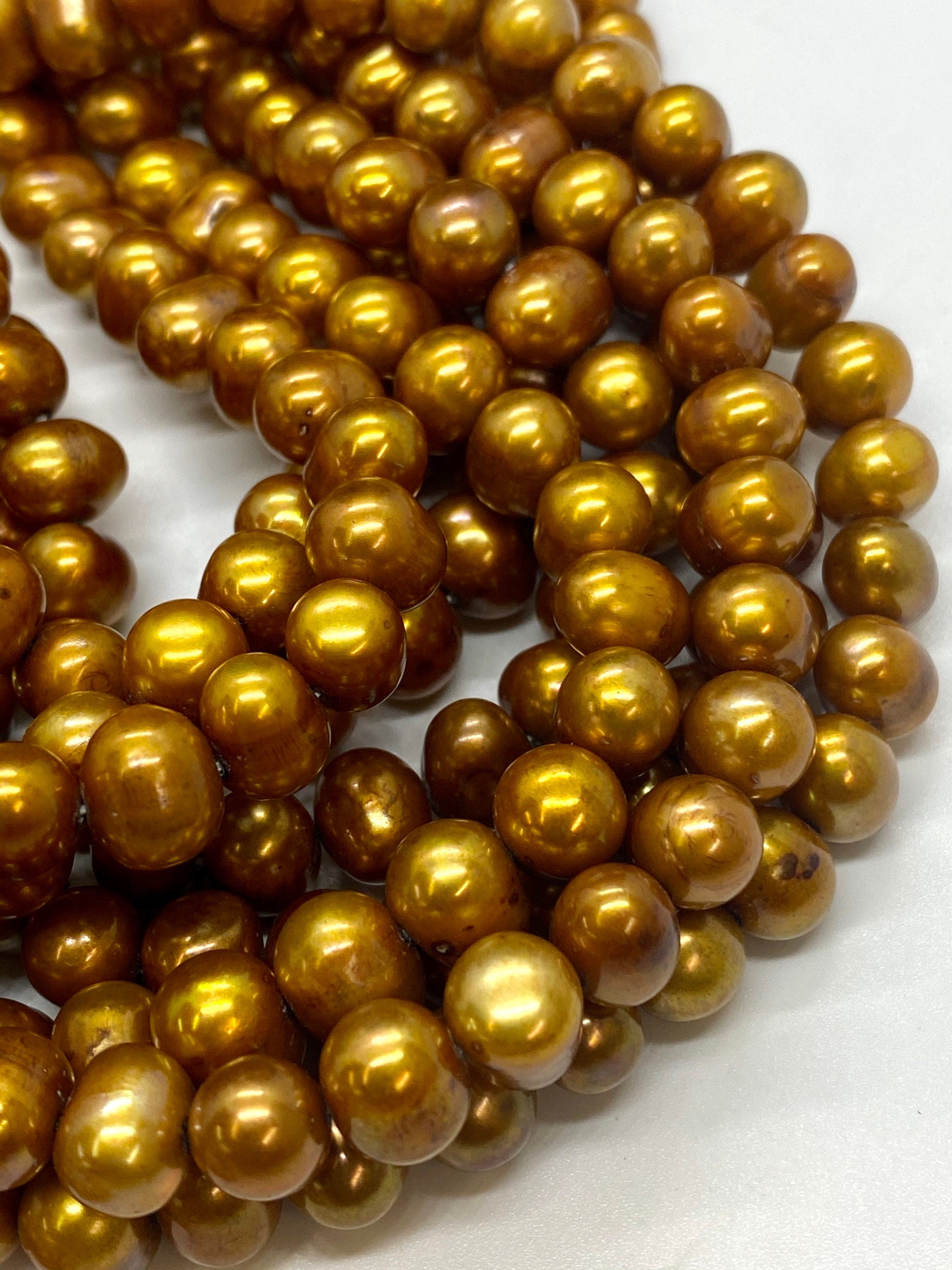 FLASH Sale 50% off A-AA 8-10mm Round Potato Freshwater Pearl, 15" full strand stunning Brown pearl, luster Excellent Dollar Bargain #015