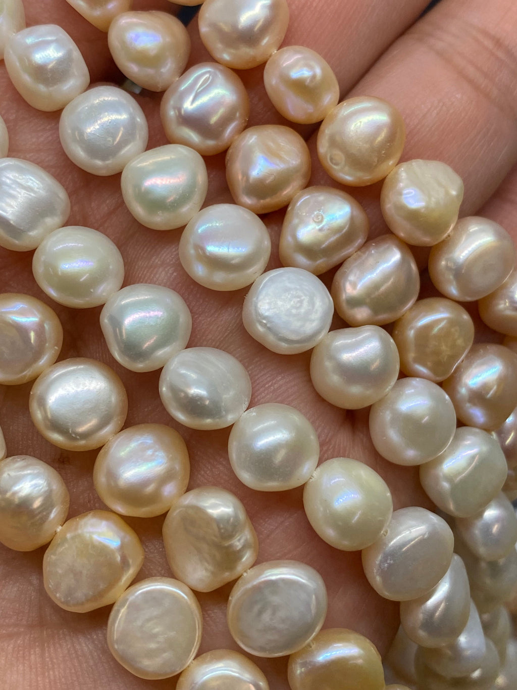 AA+ 9-10mm Corn Nugget Pearl, Baroque pebble Freshwater Pearl, natural white pink champagne pearl beads, 15'' full strand 45+ pc #CB6064