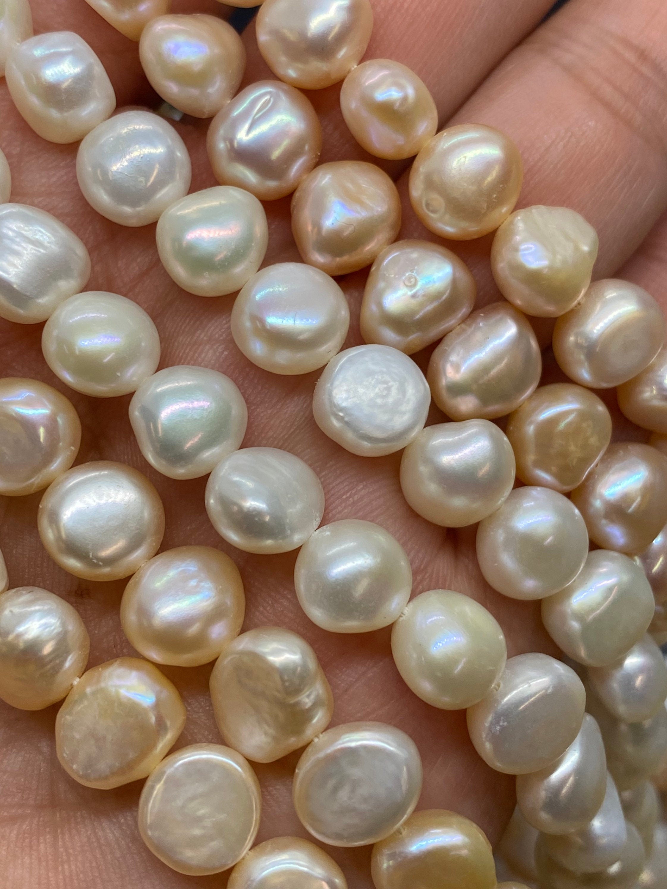 AA+ 9-10mm Corn Nugget Pearl, Baroque pebble Freshwater Pearl, natural white pink champagne pearl beads, 15'' full strand 45+ pc #CB6064