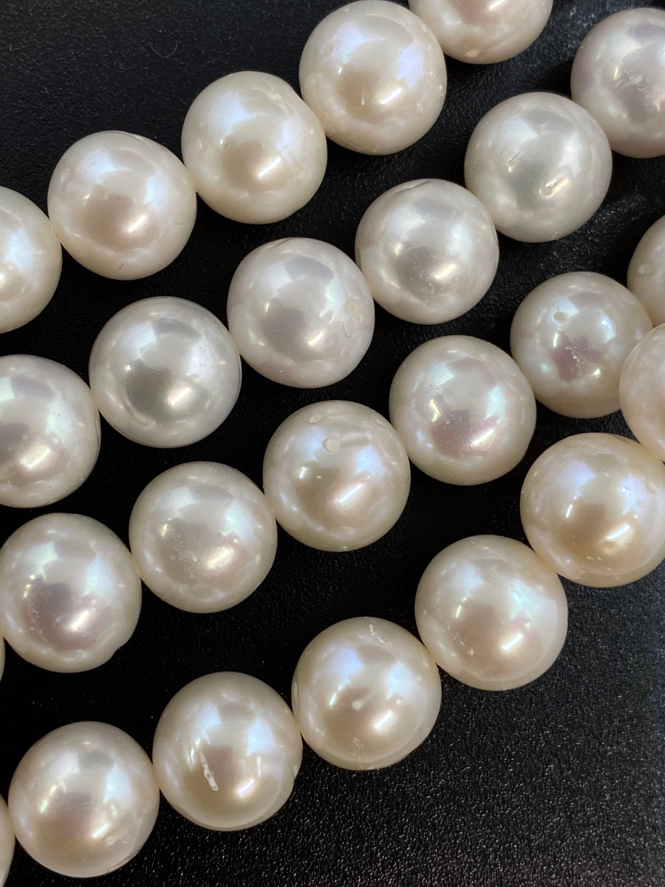 A~AA High quality Luster 9.5-10.5mm round off Freshwater Pearl Ivory White Pearl Beads 15.5'' Full Strand 40+ pc genuine pearl---#RS3010