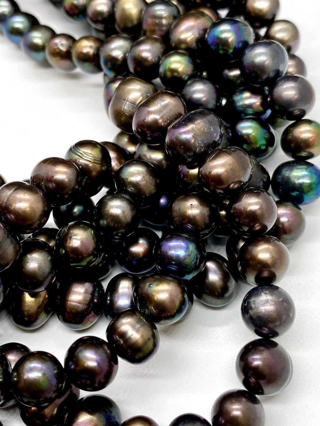 A-AA 8-9.5mm Dark Peacock Green Freshwater Pearl round off potato pearl Tahiti black color pearl-- 15" Full strand 45+pc SALE #RS2073