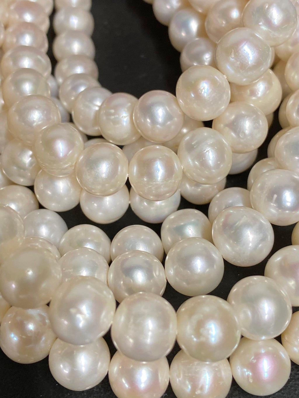 10-11mm A-AA Round potato Freshwater Pearl Natural Luster ivory White pearl 15'' Full Strand genuine pearl #RS3014NX--New!