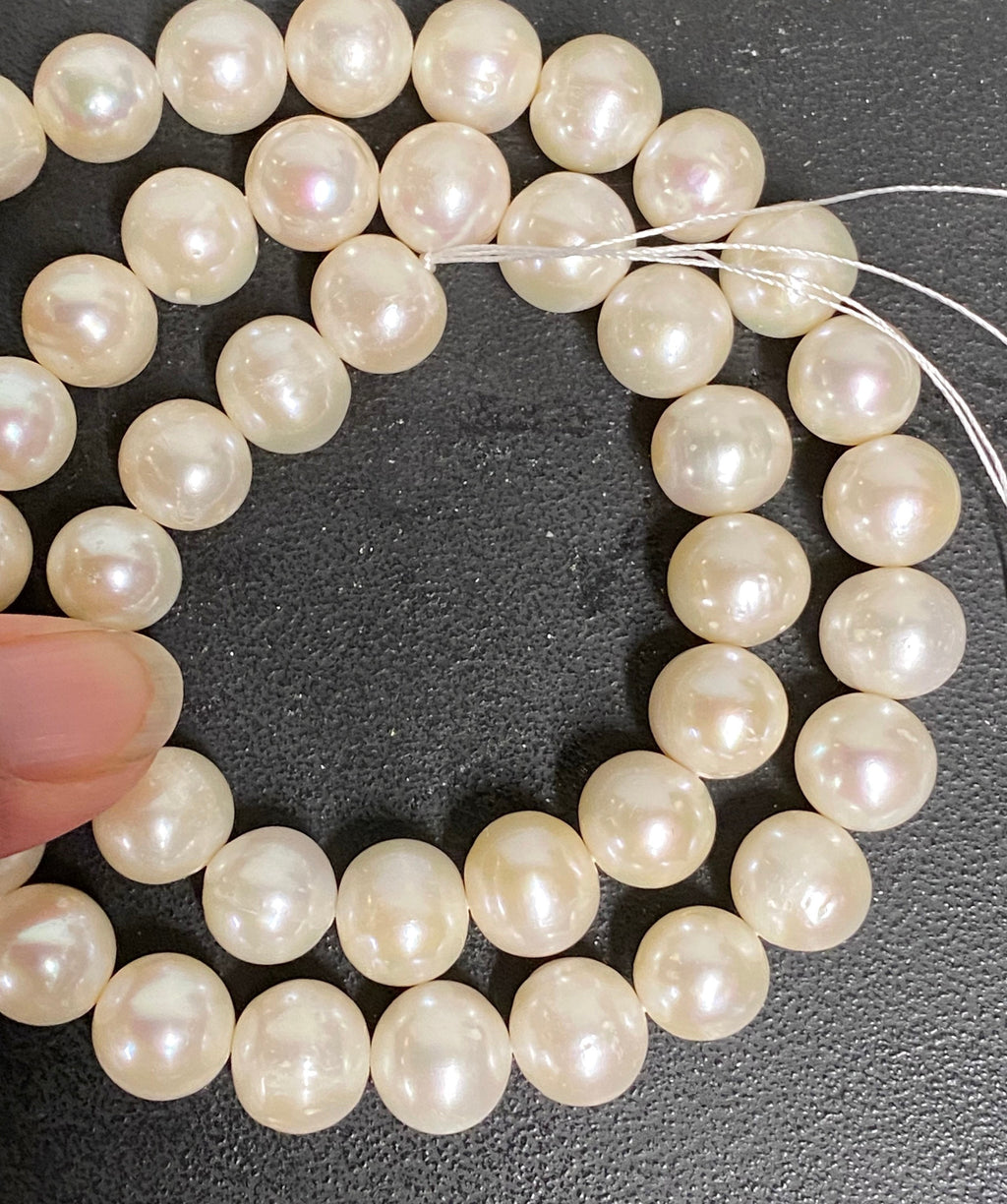 10-11mm A-AA Round potato Freshwater Pearl Natural Luster ivory White pearl 15'' Full Strand genuine pearl #RS3014NX--New!