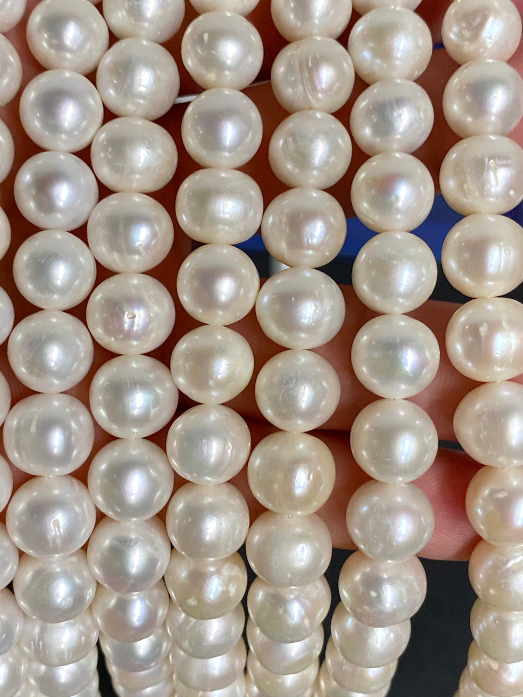 10-11mm A-AA Round potato Freshwater Pearl Natural Luster ivory White pearl 15'' Full Strand genuine pearl #RS3014NX--New!