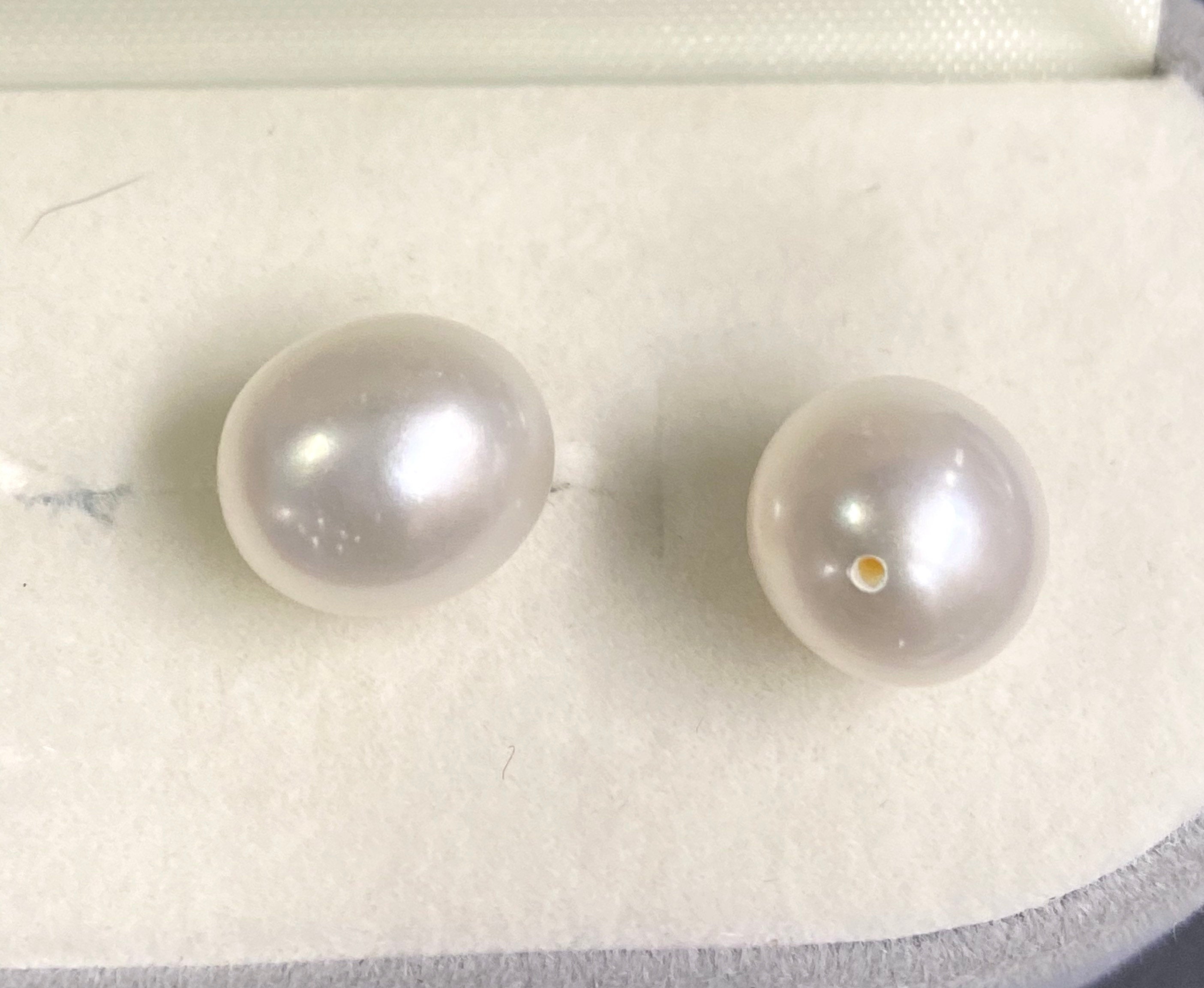 9X10-11mm AAA unique Oval Egg Freshwater Pearl, half drilled ivory white Baroque pebble pearl beads button pump pearl matched pair earring