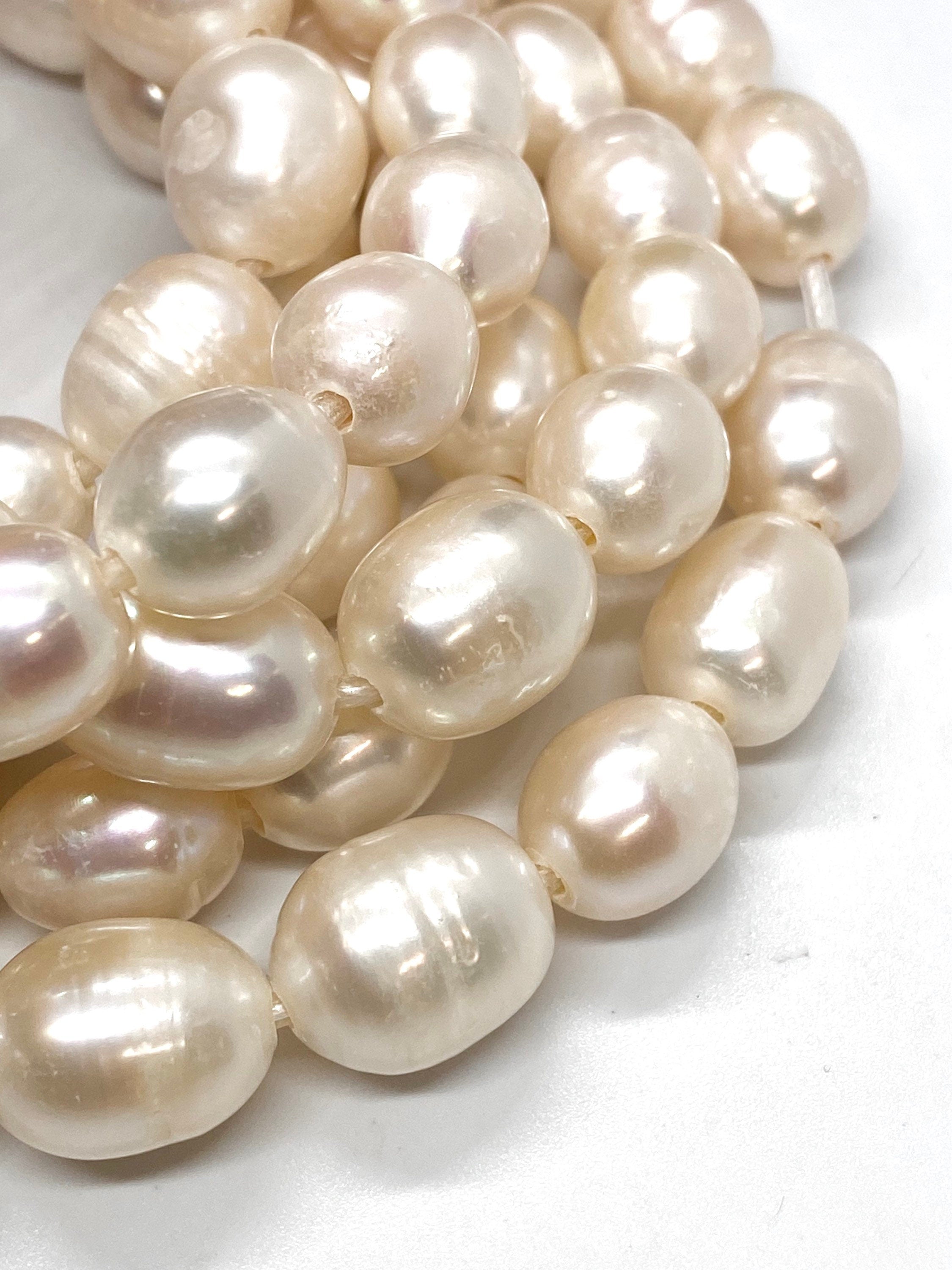A~AA 10-11mmX12-13mm white ivory oval Nugget Baroque Freshwater Pearl,  2.5mm 3mm Large Hole Rice Pear, wholesale pearl #LH81004