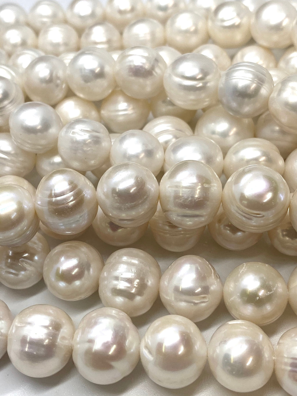 12-14mm Large Round Freshwater Pearl Baroque round Potato Pearl Natural Ivory White A-AA 15'' Full Strand 33 pc genuine pearl--#RS3015