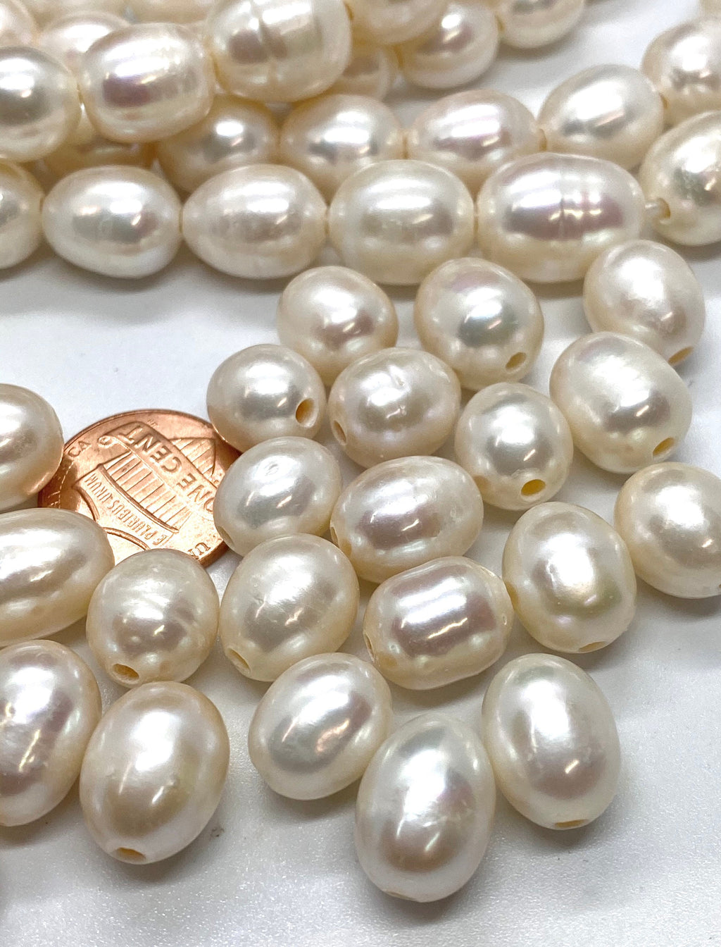 A~AA 10-11mmX12-13mm white ivory oval Nugget Baroque Freshwater Pearl,  2.5mm 3mm Large Hole Rice Pear, wholesale pearl #LH81004