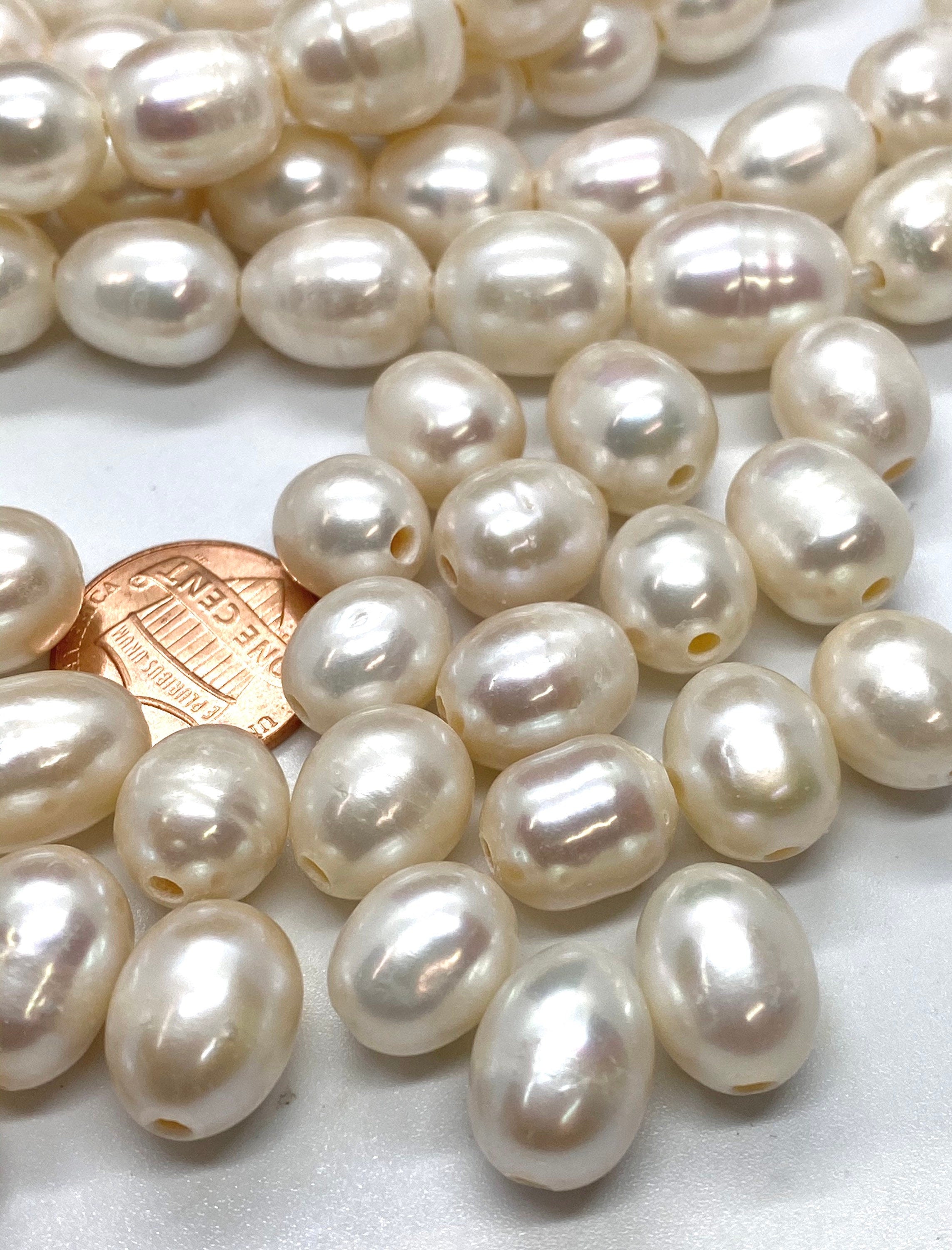 A~AA 10-11mmX12-13mm white ivory oval Nugget Baroque Freshwater Pearl,  2.5mm 3mm Large Hole Rice Pear, wholesale pearl #LH81004
