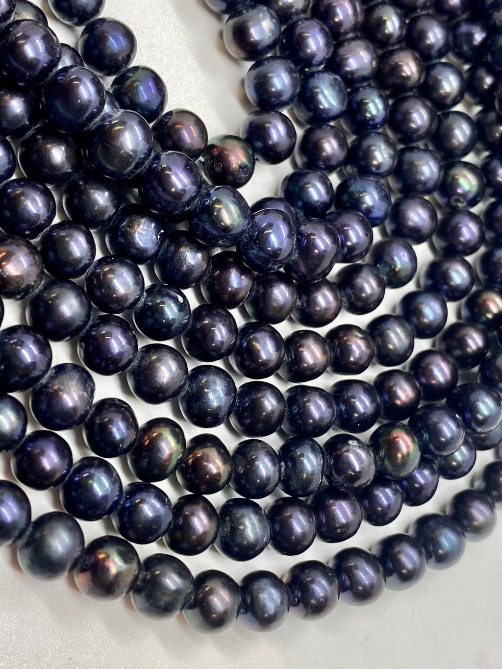 AA 7-8mm Stunning peacock black Freshwater Pearl Full Strand 15" 60pc round potato pearl beads, Tahiti rainbow tone pearl wholesale #RS2023A