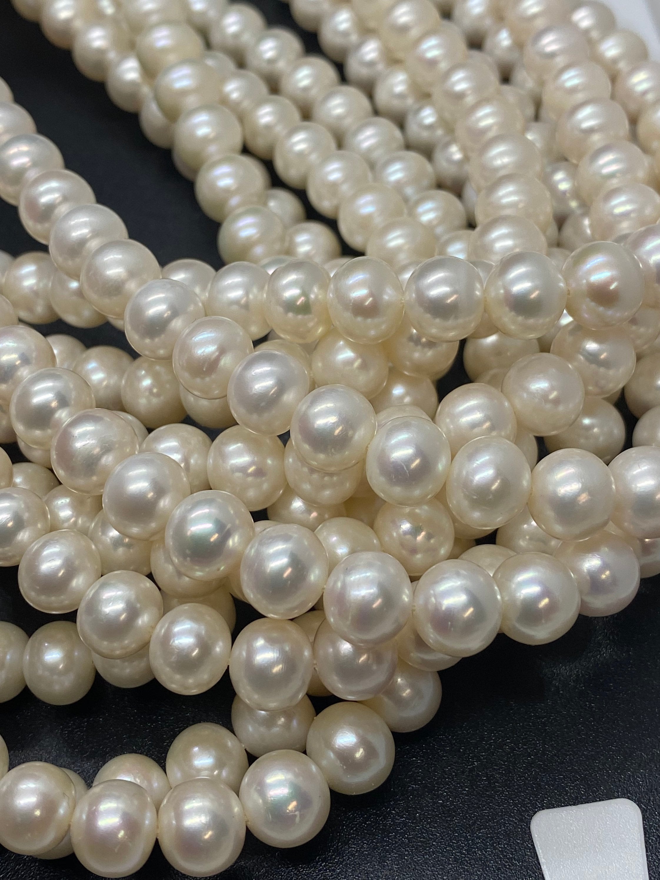 50% OFF AAA 9-10mm Round Freshwater Pearl roundel Potato Pearl Natural Luster White 15'' Full Strand genuine pearl #RS3004LDA --Wholesale