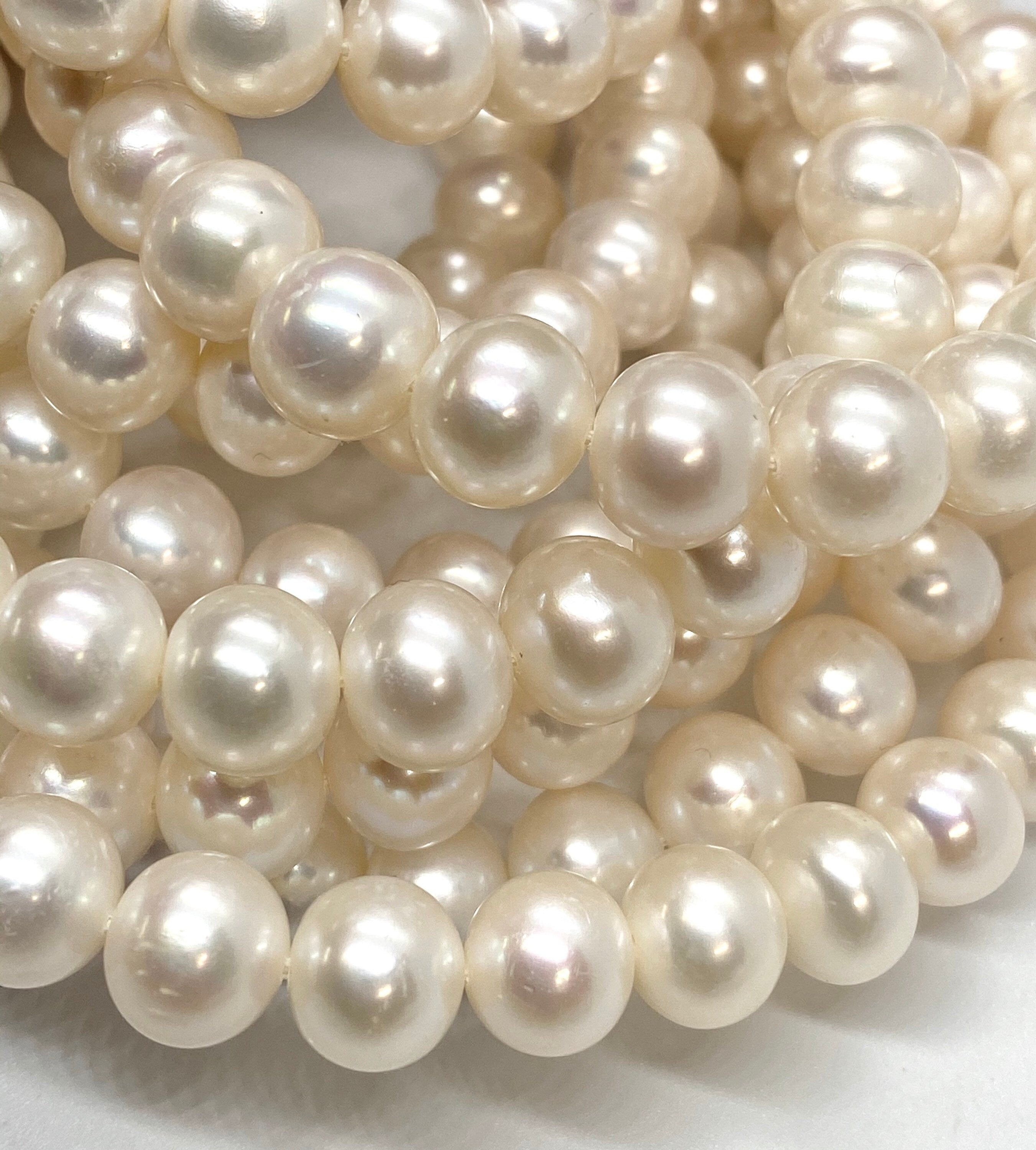50% OFF AAA 9-10mm Round Freshwater Pearl roundel Potato Pearl Natural Luster White 15'' Full Strand genuine pearl #RS3004LDA --Wholesale