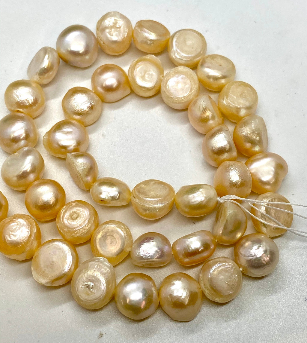 Flash SALE 10mm Large baroque Freshwater pearl Corn nugget Pearl peach champagne  pearl beads  15'' full strand 40+ pc New Clearance #02003P