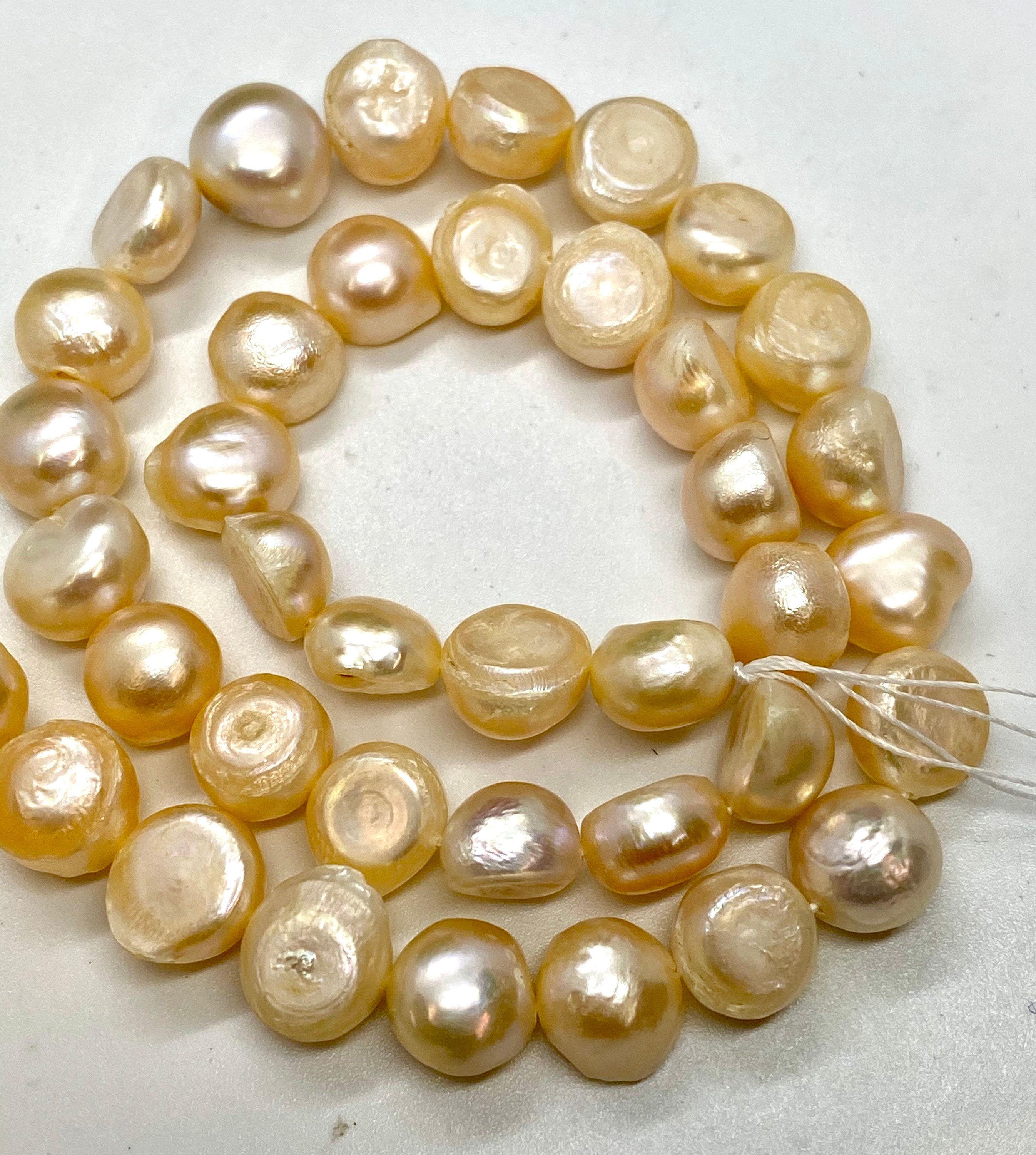 Flash SALE 10mm Large baroque Freshwater pearl Corn nugget Pearl peach champagne  pearl beads  15'' full strand 40+ pc New Clearance #02003P