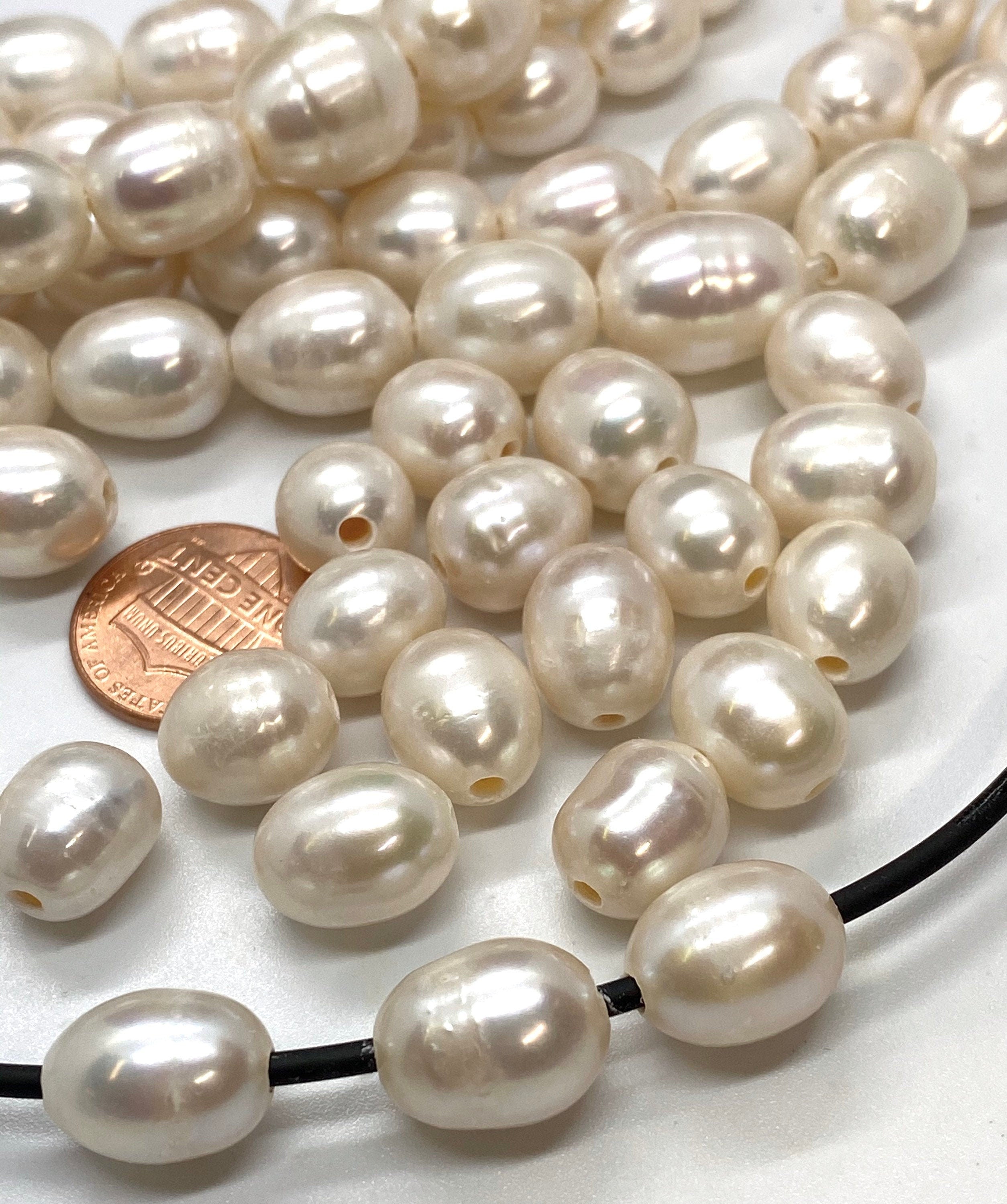 A~AA 10-11mmX12-13mm white ivory oval Nugget Baroque Freshwater Pearl,  2.5mm 3mm Large Hole Rice Pear, wholesale pearl #LH81004
