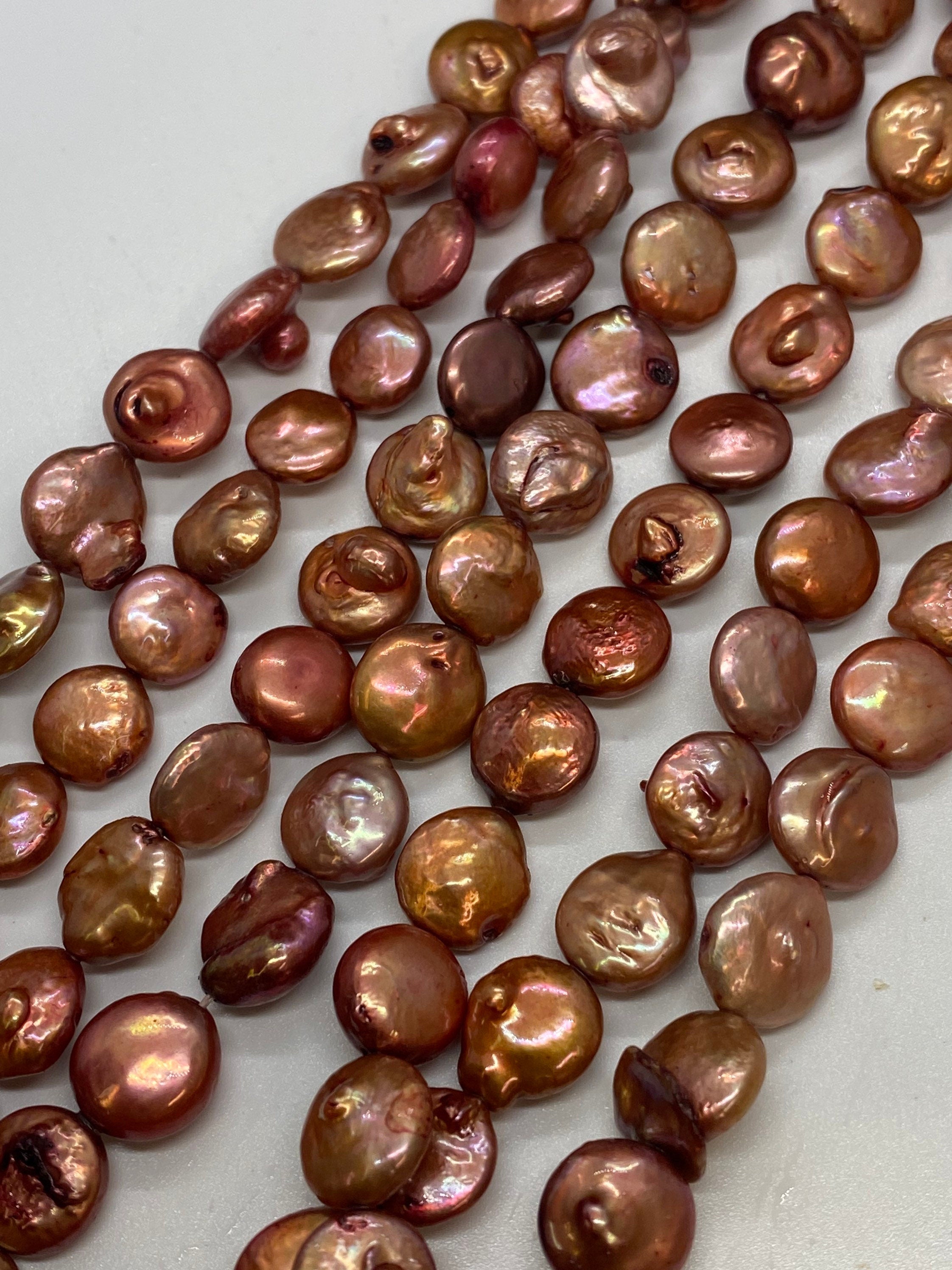 Flash SALE 10-11mm Vintage Rusty red Coin Freshwater Pearl baroque coin pearl peach luster NEW for Bridal design wedding Barging #KC3014