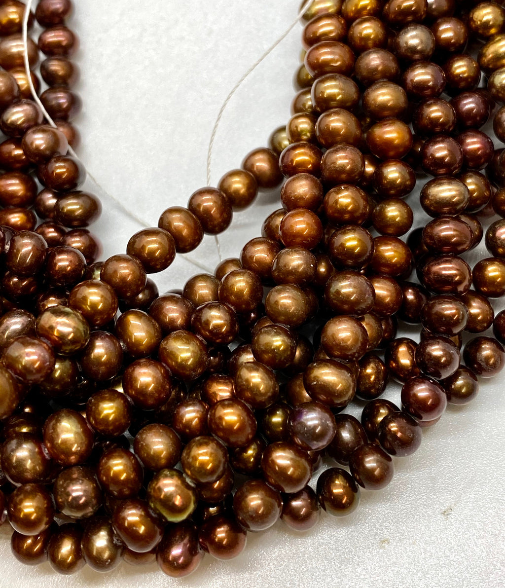 AAA 4-5mm Dark Brown bronze Seed Pearl Round off Freshwater Pearl 15.5" full strand 90+pc petite pearl beads little girl pearl HOT DEAL