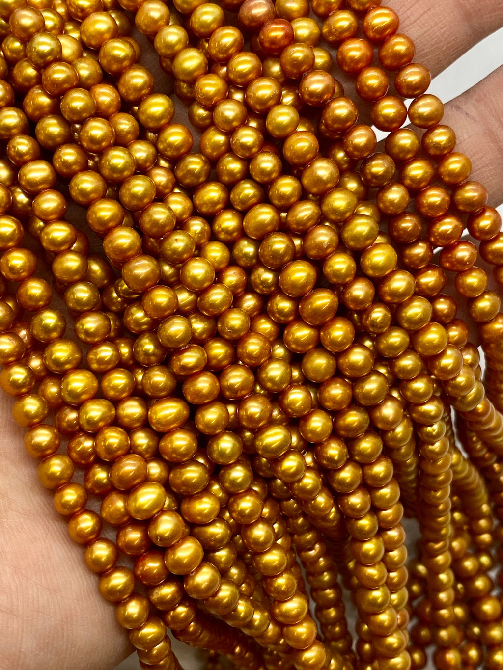 AAA 4-5mm Golden yellow Bronze Seed Pearl Round off Freshwater Pearl 15.5" full strand 90+pc petite pearl beads little girl pearl HOT DEAL