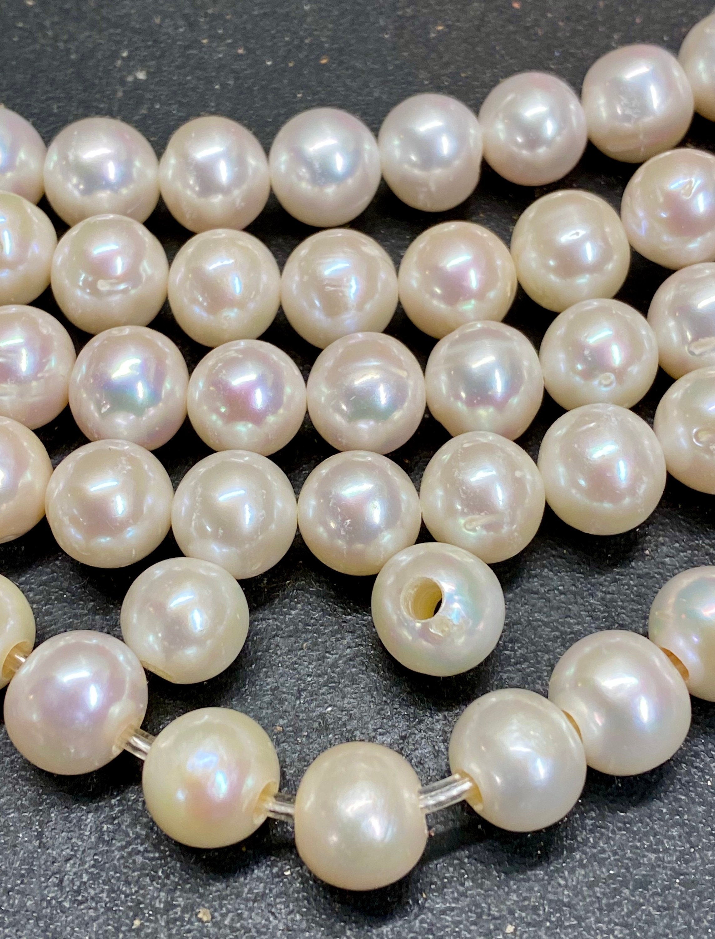 AA 9.5-10mm Large Hole Pearl, Round potato Freshwater Pearl, Ivory white loose pearl beads set 2.2mm 3mm hole SALE 30% OFF #LH8010A