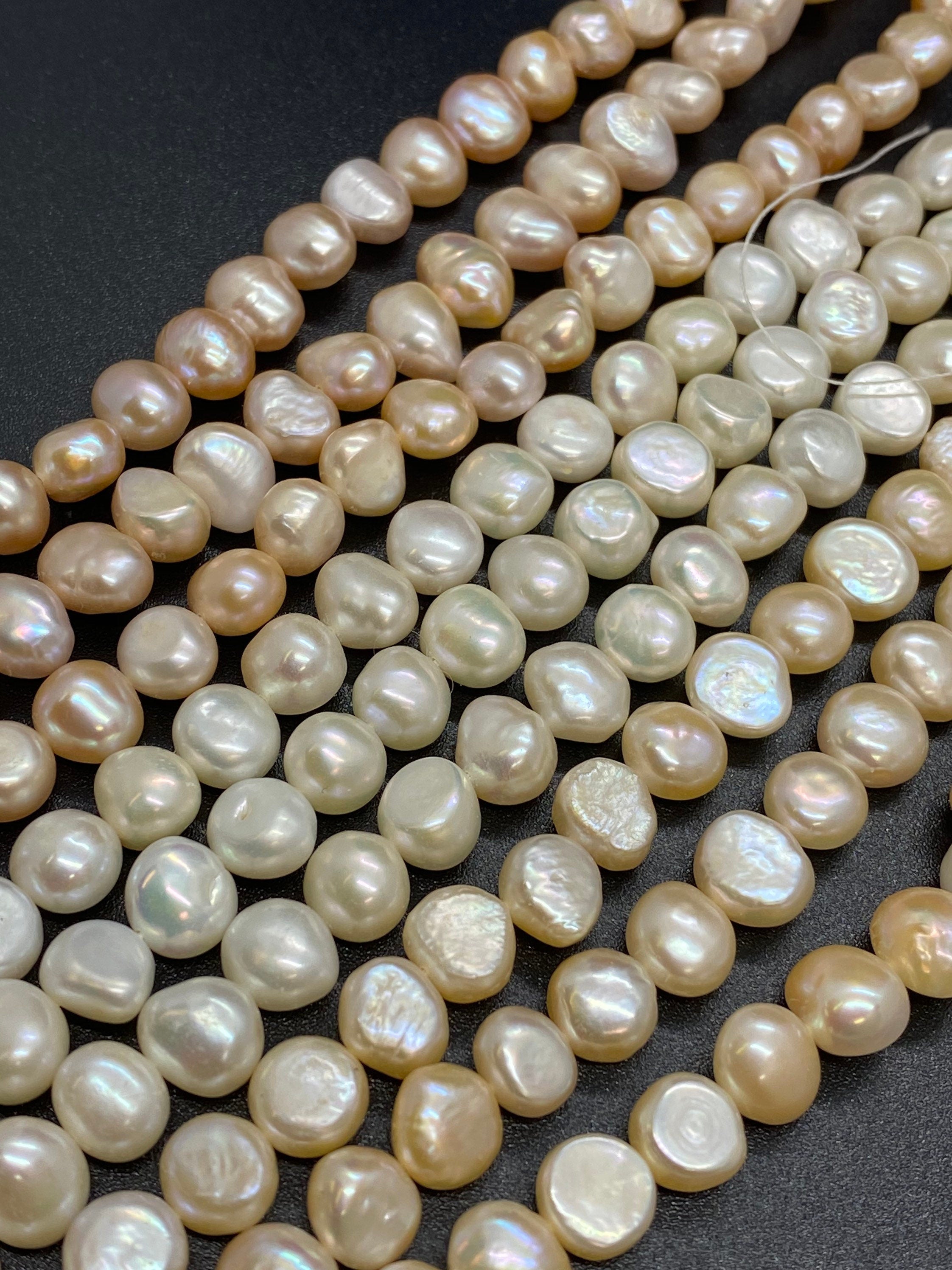AA+ 9-10mm Corn Nugget Pearl, Baroque pebble Freshwater Pearl, natural white pink champagne pearl beads, 15'' full strand 45+ pc #CB6064