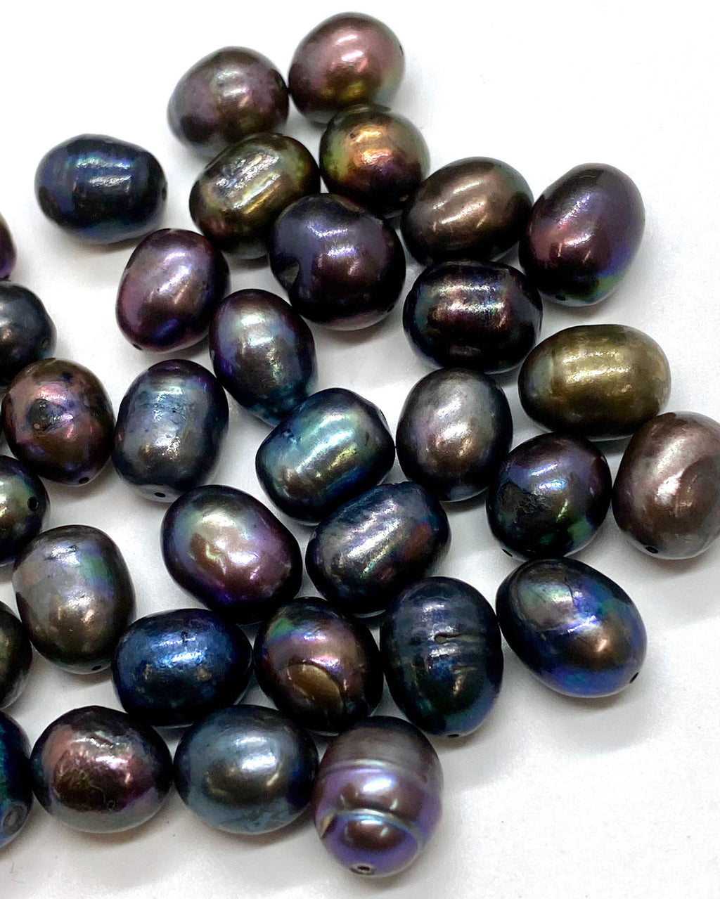 A~AA 9-10mm X 11-13mm Rice Pearl Baroque Freshwater Pearl, peacock grey black Green loose beads pearl 20pc batch #DR3040-014