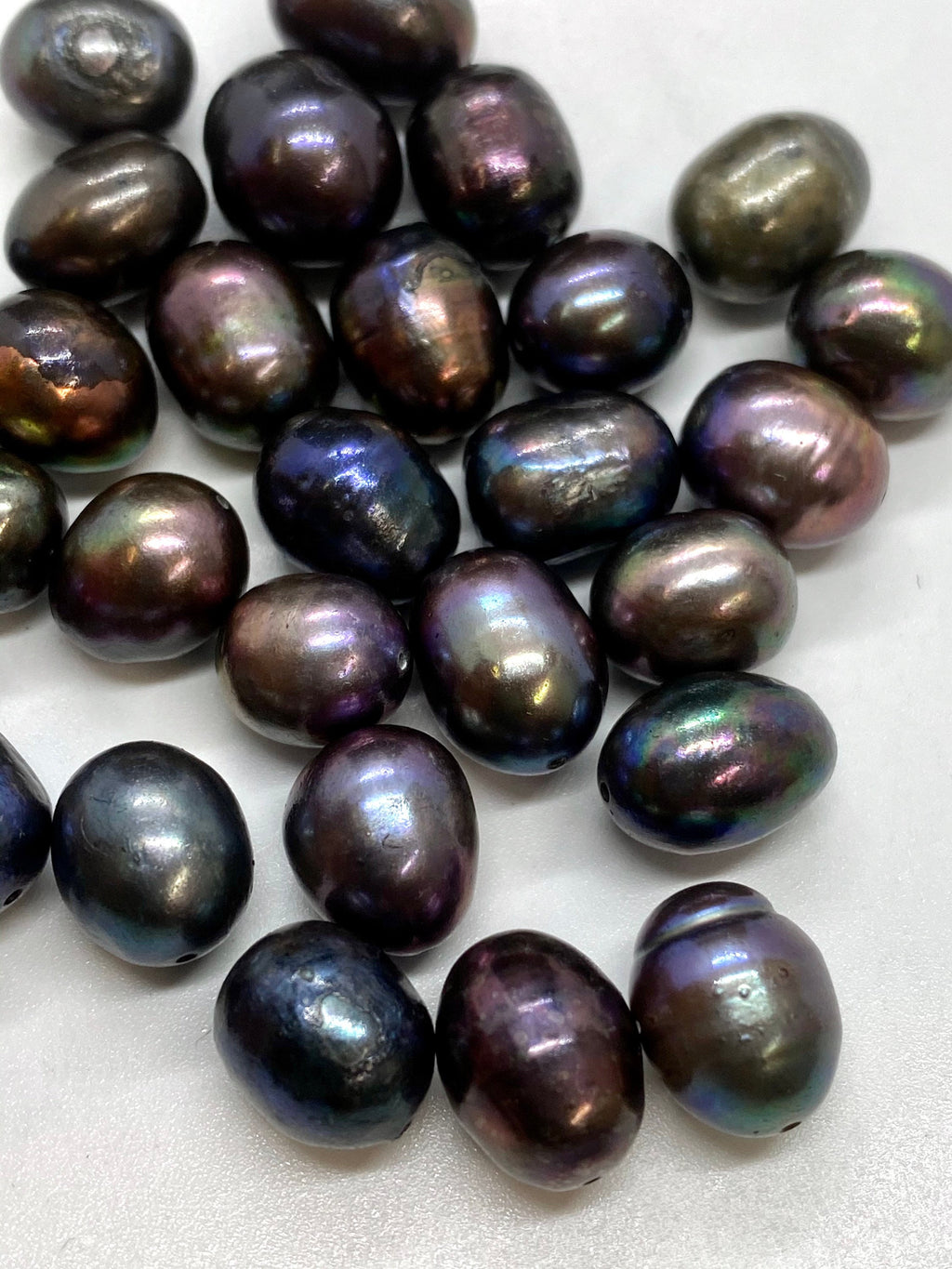 A~AA 9-10mm X 11-13mm Rice Pearl Baroque Freshwater Pearl, peacock grey black Green loose beads pearl 20pc batch #DR3040-014