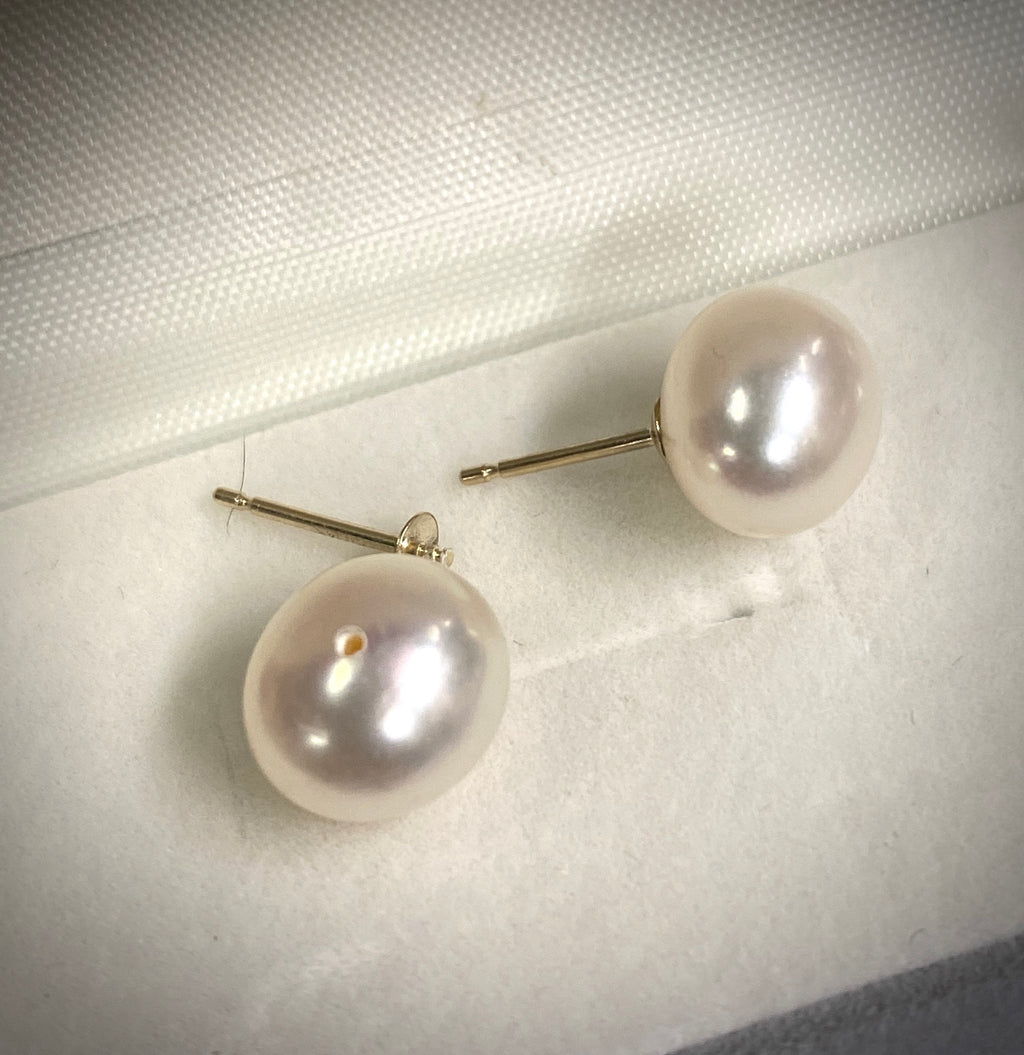 9X10-11mm AAA unique Oval Egg Freshwater Pearl, half drilled ivory white Baroque pebble pearl beads button pump pearl matched pair earring