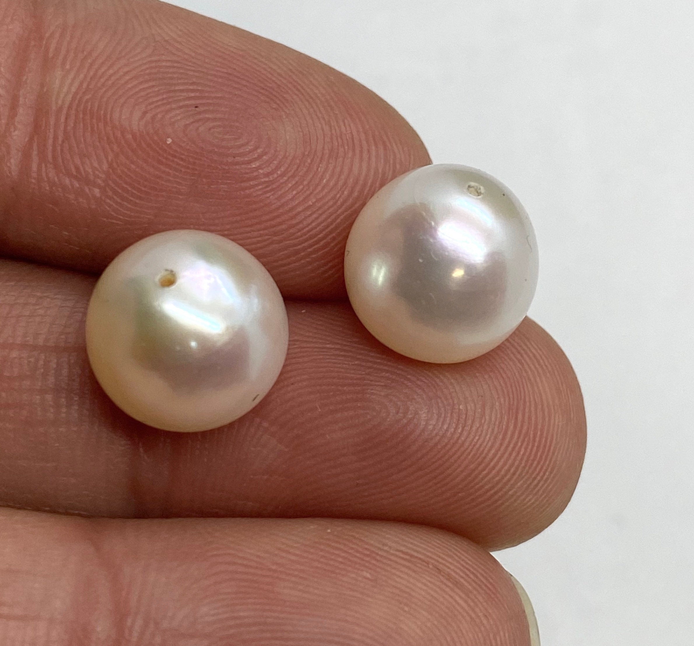 NEW 11mm AA+ unique roundel Freshwater Pearl, ivory white Baroque pebble pearl beads button pump matched earring, pairs for design EP9012