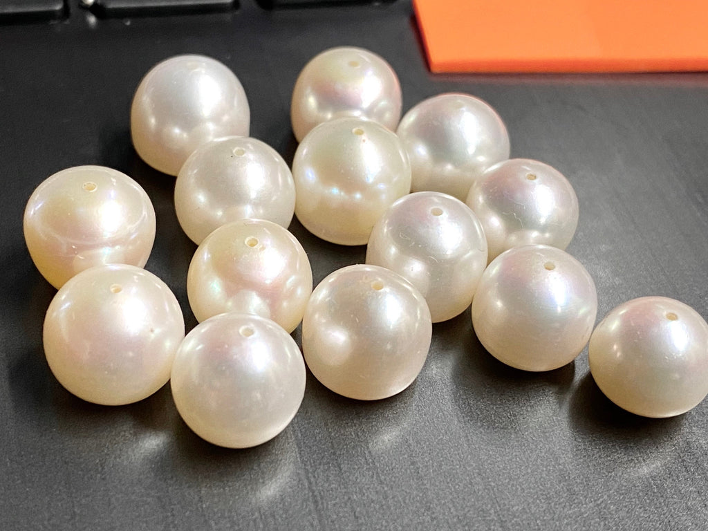 NEW 11mm AA+ unique roundel Freshwater Pearl, ivory white Baroque pebble pearl beads button pump matched earring, pairs for design EP9012