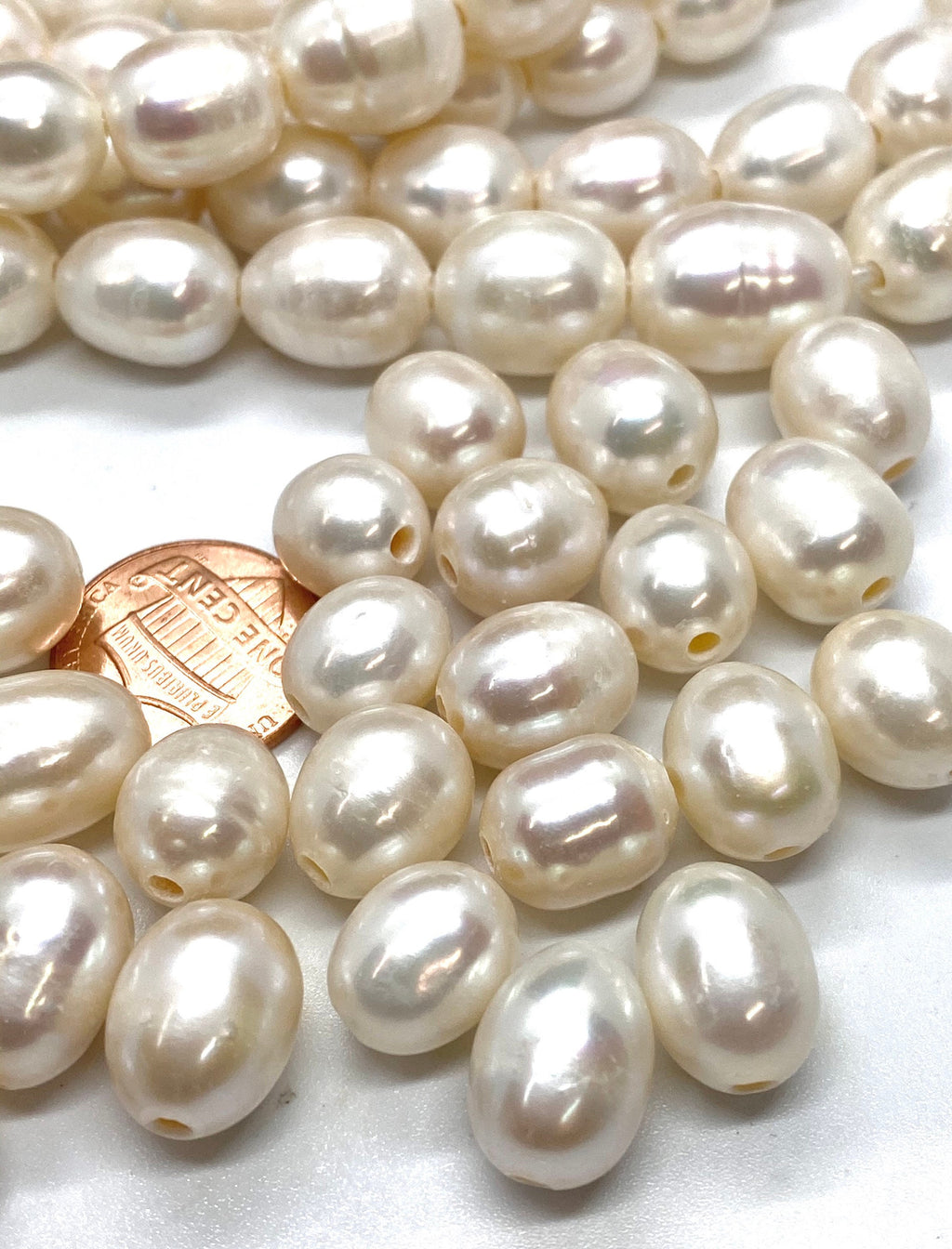 A~AA 10-11mmX12-13mm white ivory oval Nugget Baroque Freshwater Pearl,  2.5mm 3mm Large Hole Rice Pear, wholesale pearl #LH81004