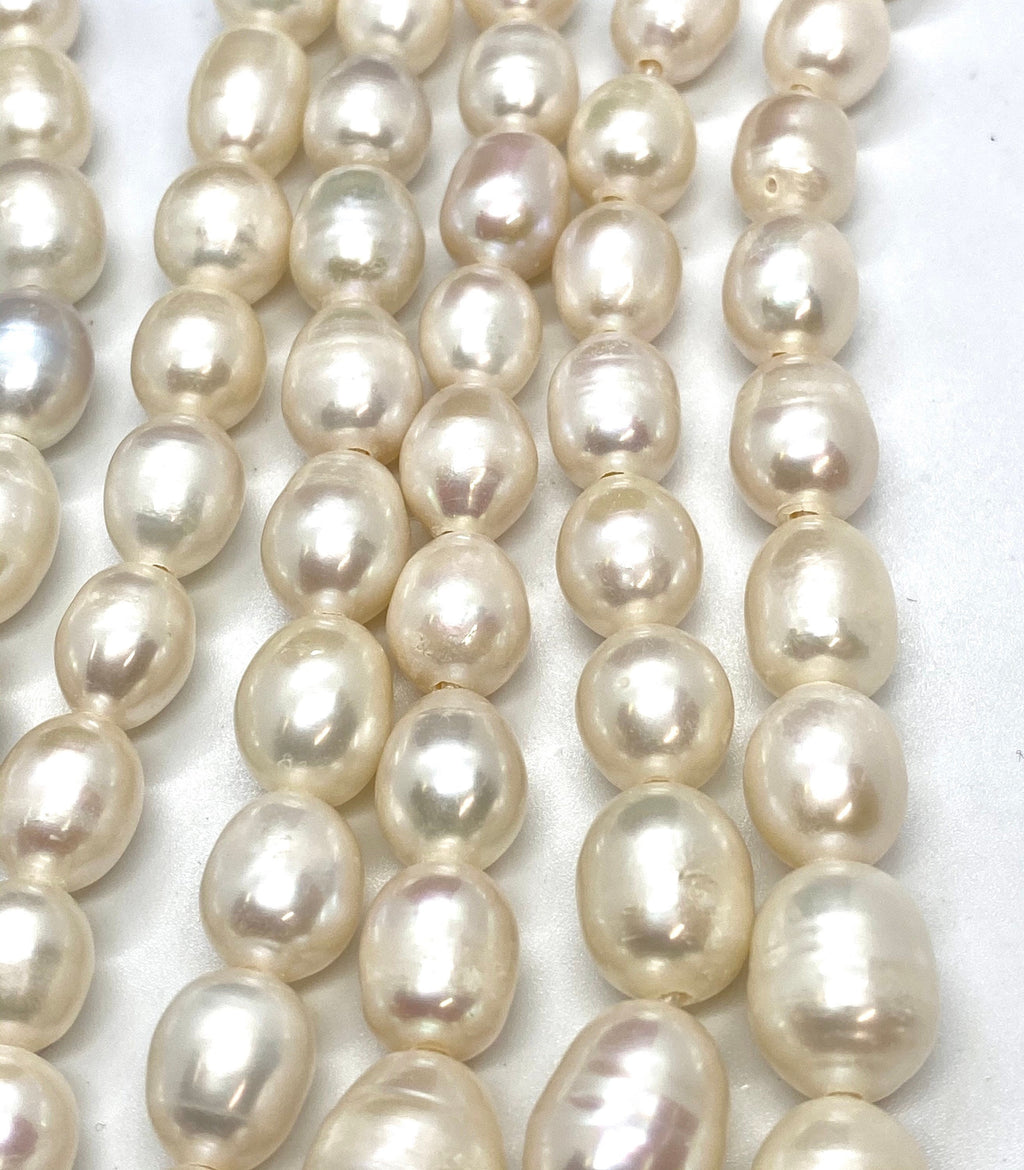 A~AA 10-11mmX12-13mm white ivory oval Nugget Baroque Freshwater Pearl,  2.5mm 3mm Large Hole Rice Pear, wholesale pearl #LH81004
