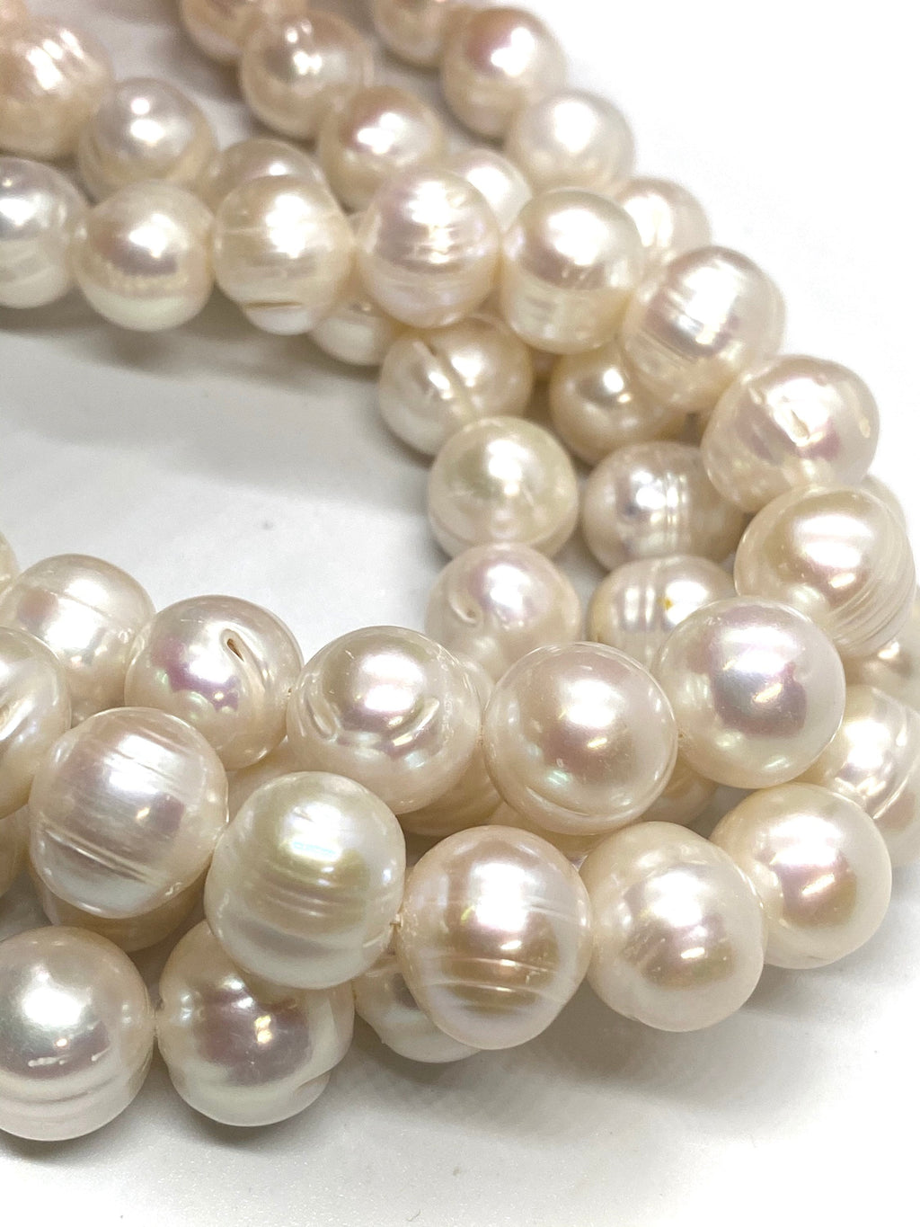 12-14mm Large Round Freshwater Pearl Baroque round Potato Pearl Natural Ivory White A-AA 15'' Full Strand 33 pc genuine pearl--#RS3015