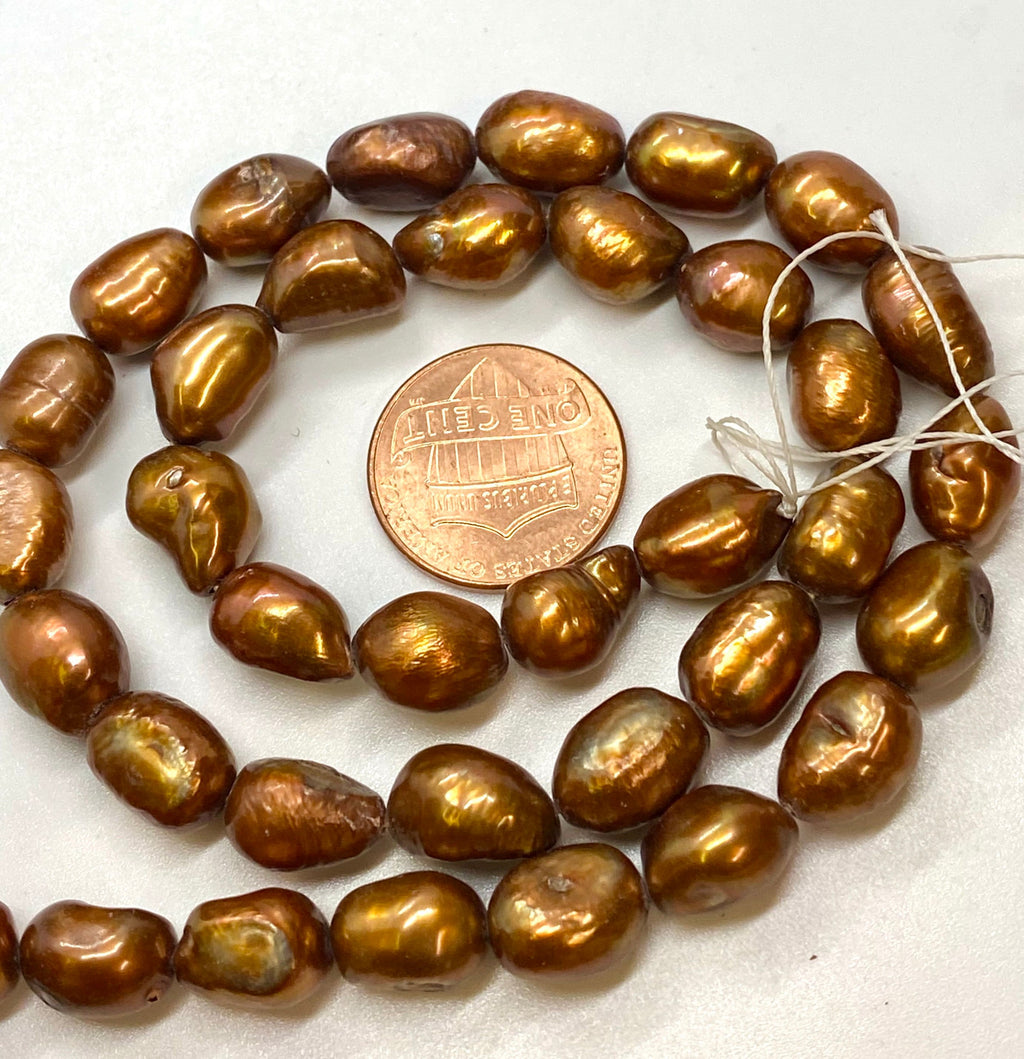 Flash SALE 8x10mm Brown Bronze rice baroque pearl, Freshwater Pearl, stunning color clearance sale , Dollar Pearl --016