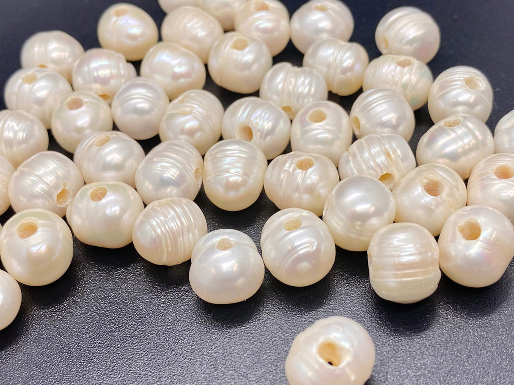 20pc Large Hole 11mm+ Freshwater Pearl 2.5mm+ hole, AA white genuine pearl, Large round Baroque Pearl, beautiful regular circle LH8062