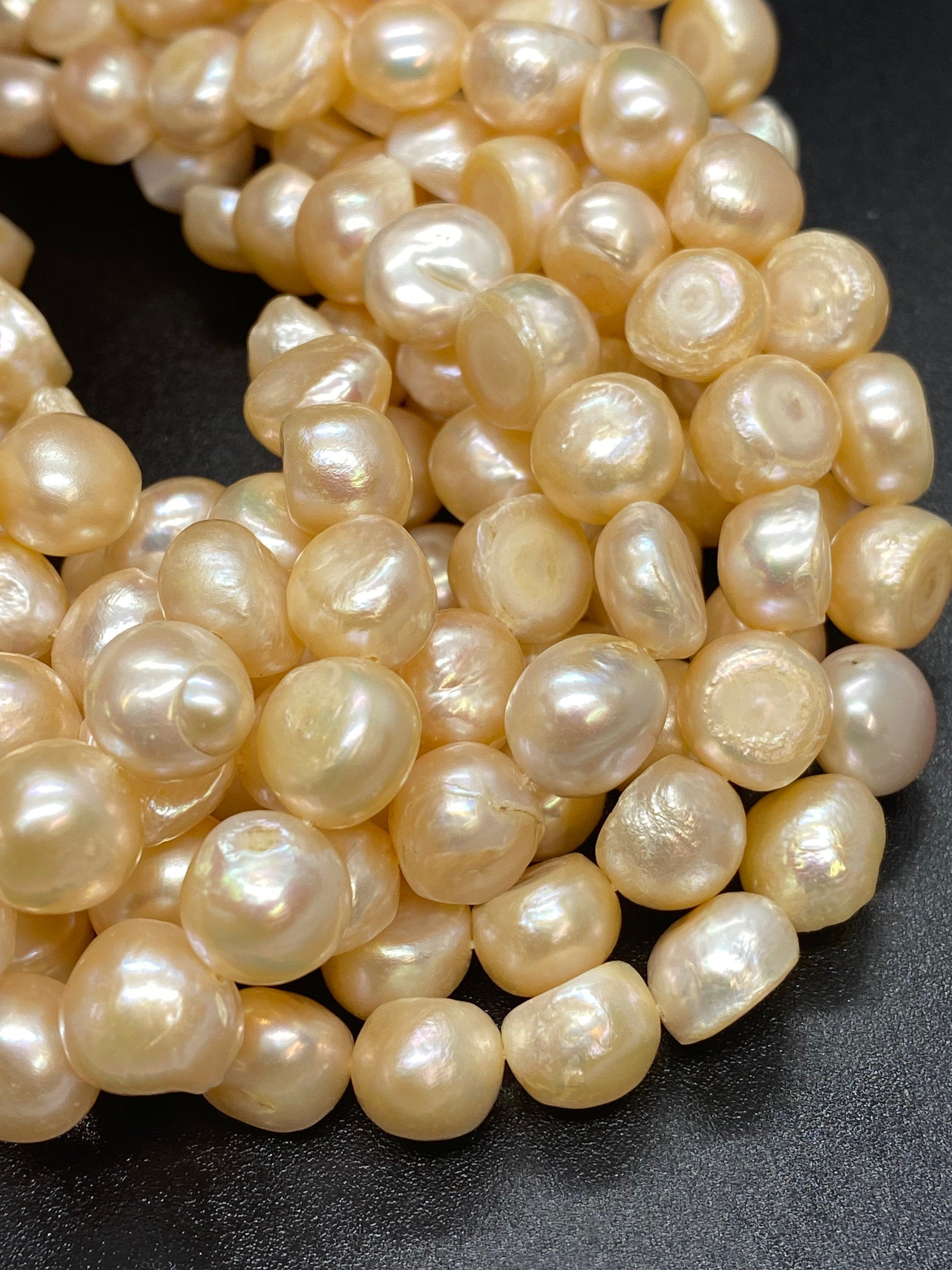 Flash SALE 10mm Large baroque Freshwater pearl Corn nugget Pearl peach champagne  pearl beads  15'' full strand 40+ pc New Clearance #02003P