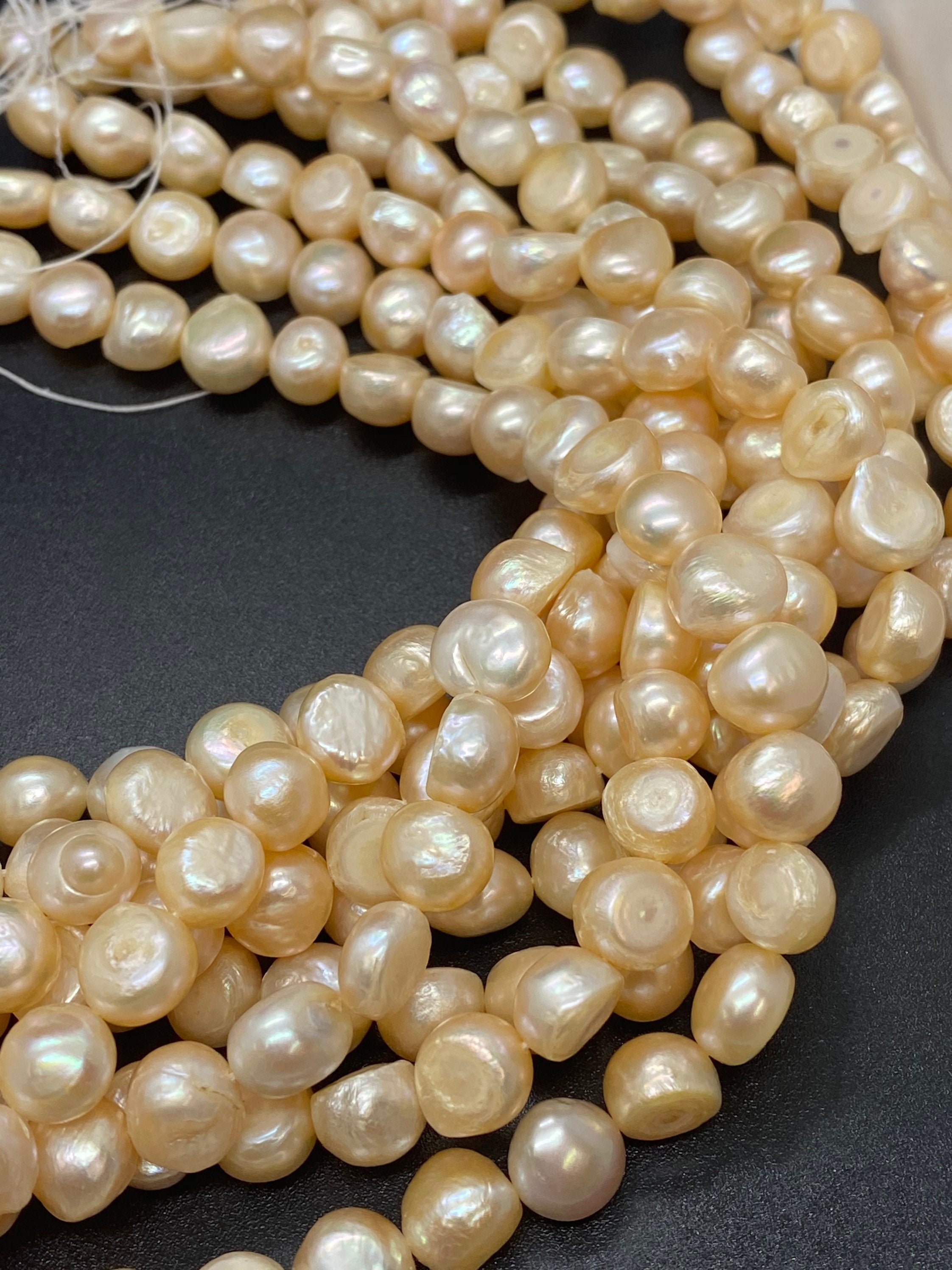 Flash SALE 10mm Large baroque Freshwater pearl Corn nugget Pearl peach champagne  pearl beads  15'' full strand 40+ pc New Clearance #02003P