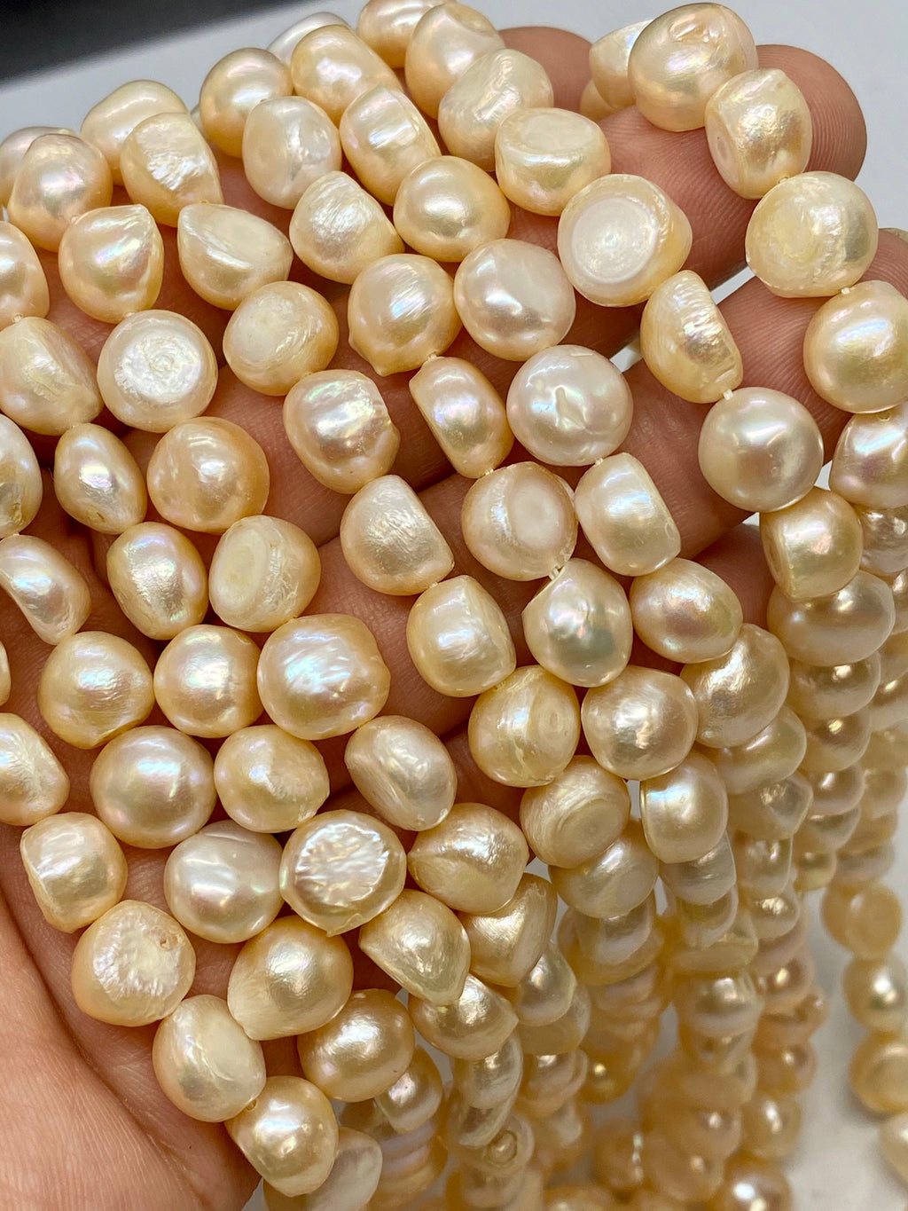 Flash SALE 10mm Large baroque Freshwater pearl Corn nugget Pearl peach champagne  pearl beads  15'' full strand 40+ pc New Clearance #02003P