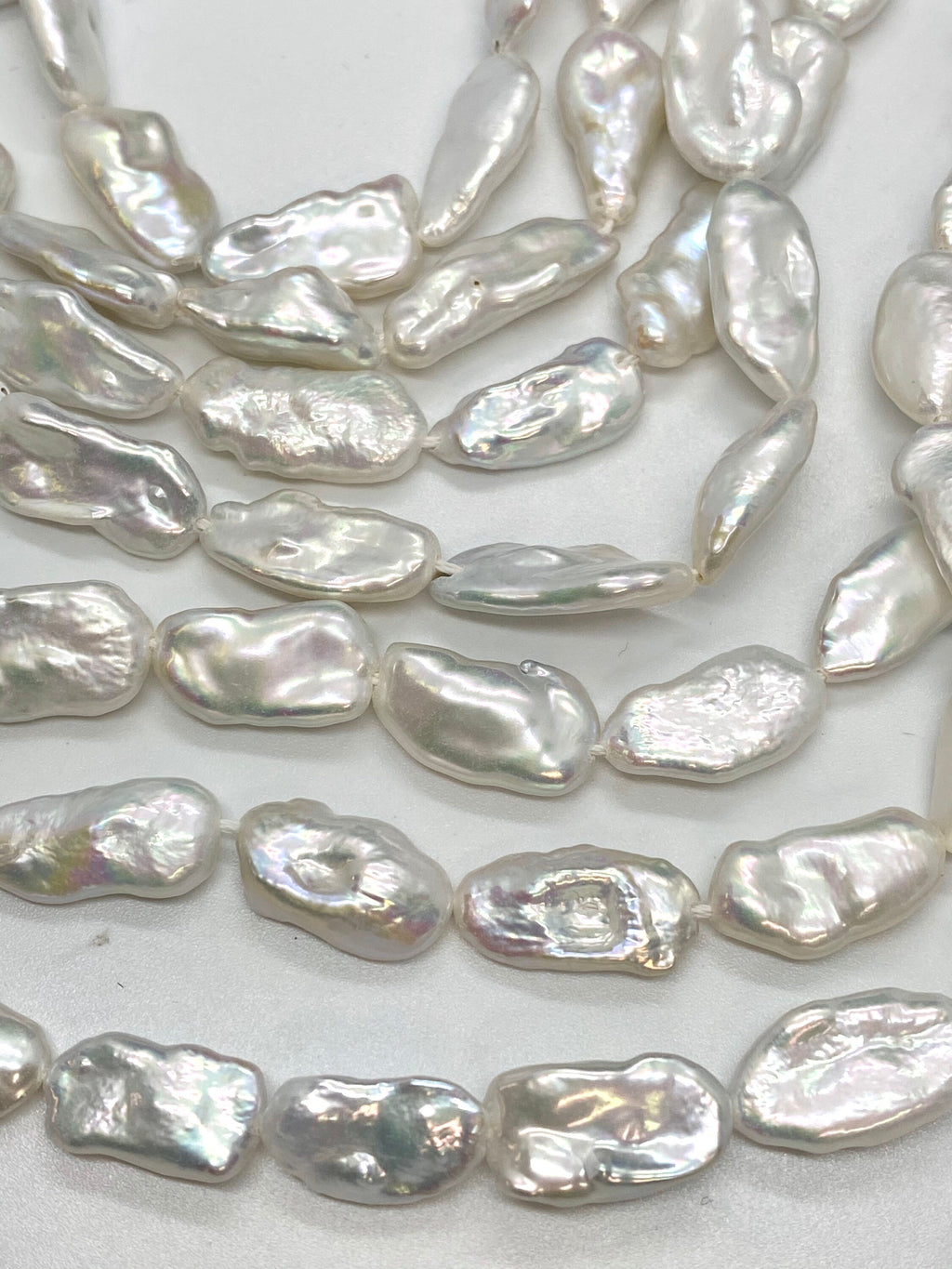 AAA 15mmX 7-8mm Keshi Biwa Freshwater pearl  Large 15" full strand  White platinum shinning pearl stick beads #KC5029 New arrival Sale
