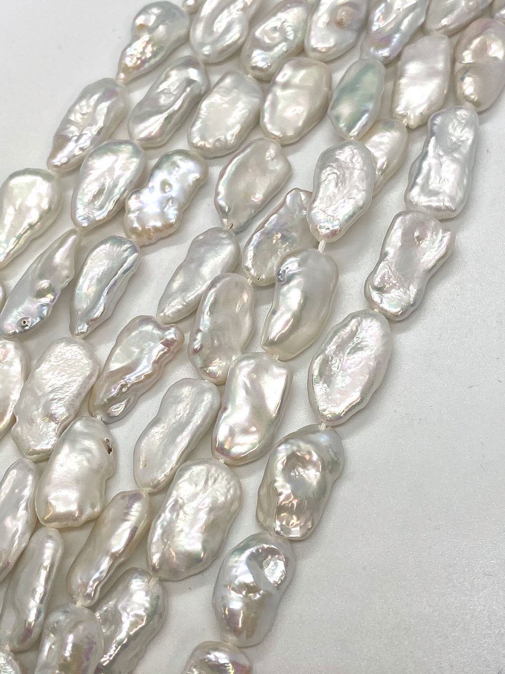 AAA 15mmX 7-8mm Keshi Biwa Freshwater pearl  Large 15" full strand  White platinum shinning pearl stick beads #KC5029 New arrival Sale