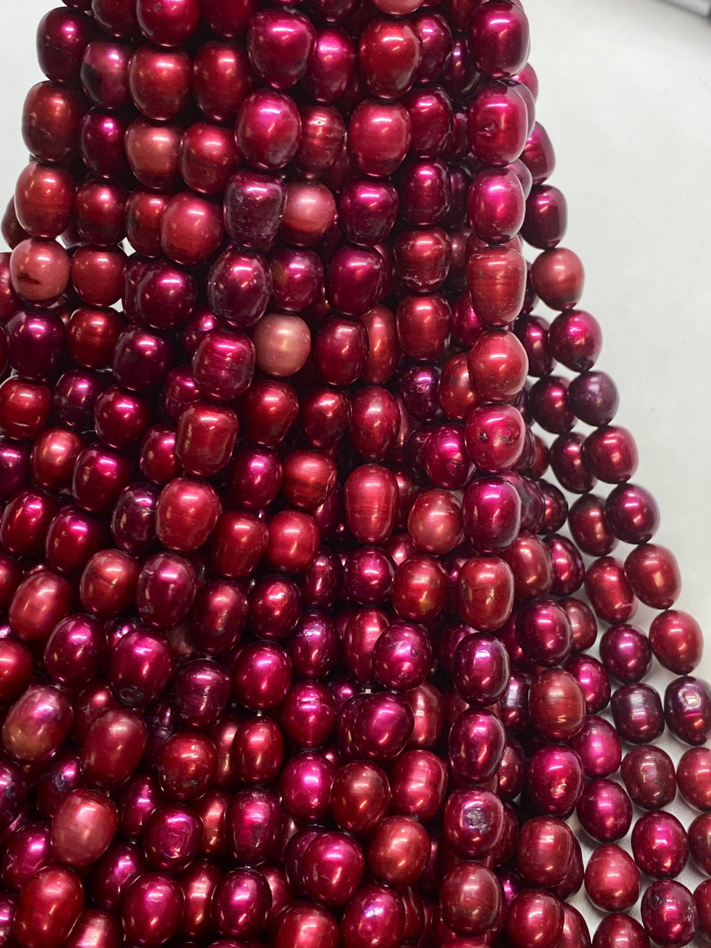 AA+ 8-9mmX9-12mm Rice Baroque Freshwater Pearl fire red oval baroque pearl beads--15" full strand 36+ pc---wholesale deal #DR3043