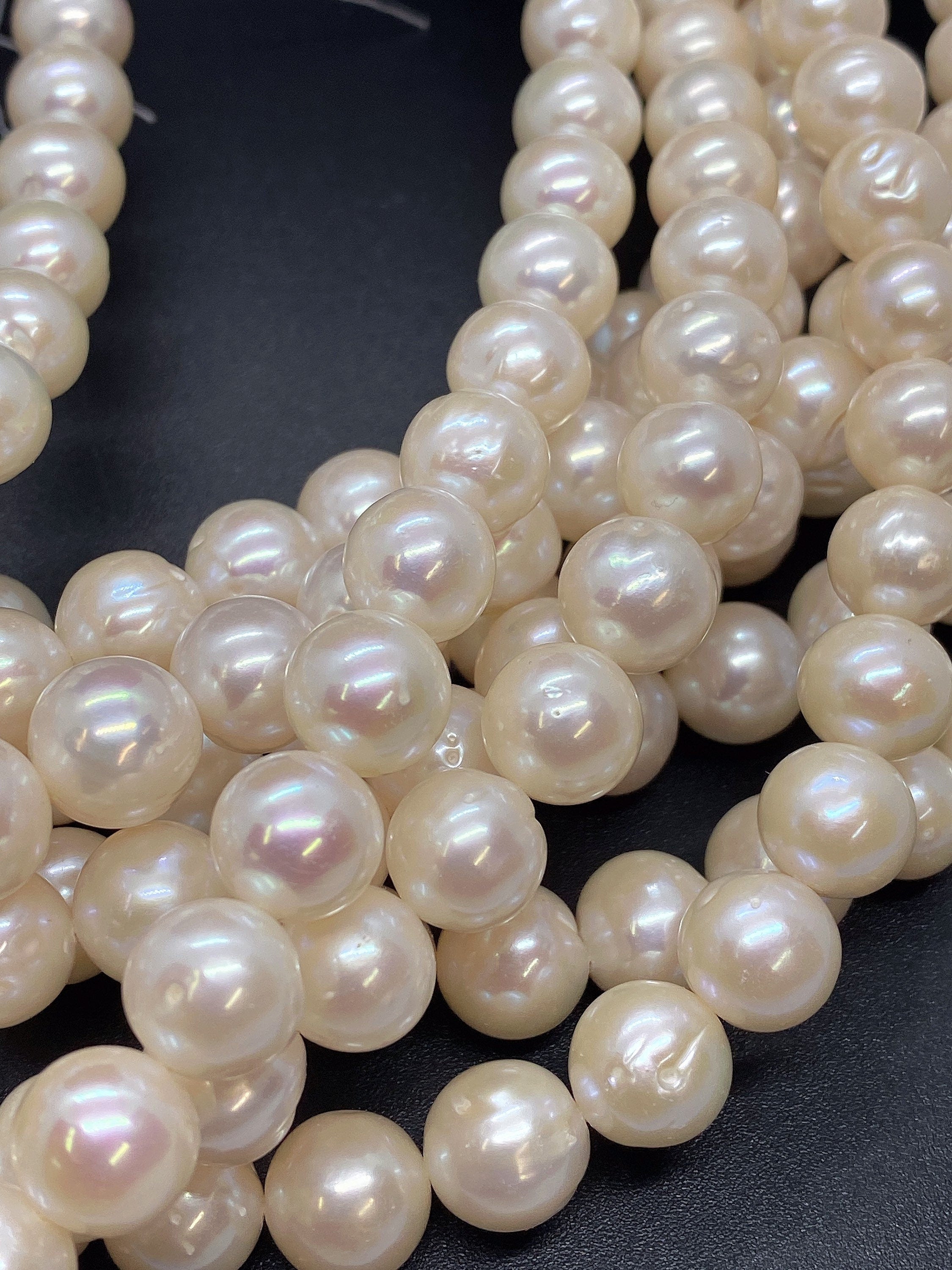 11-12mm A-AA Large Round Freshwater Pearls Off round Potato Pearl Ivory White pearl beads 15'' Full Strand 33 pc genuine pearl--#RS3008A