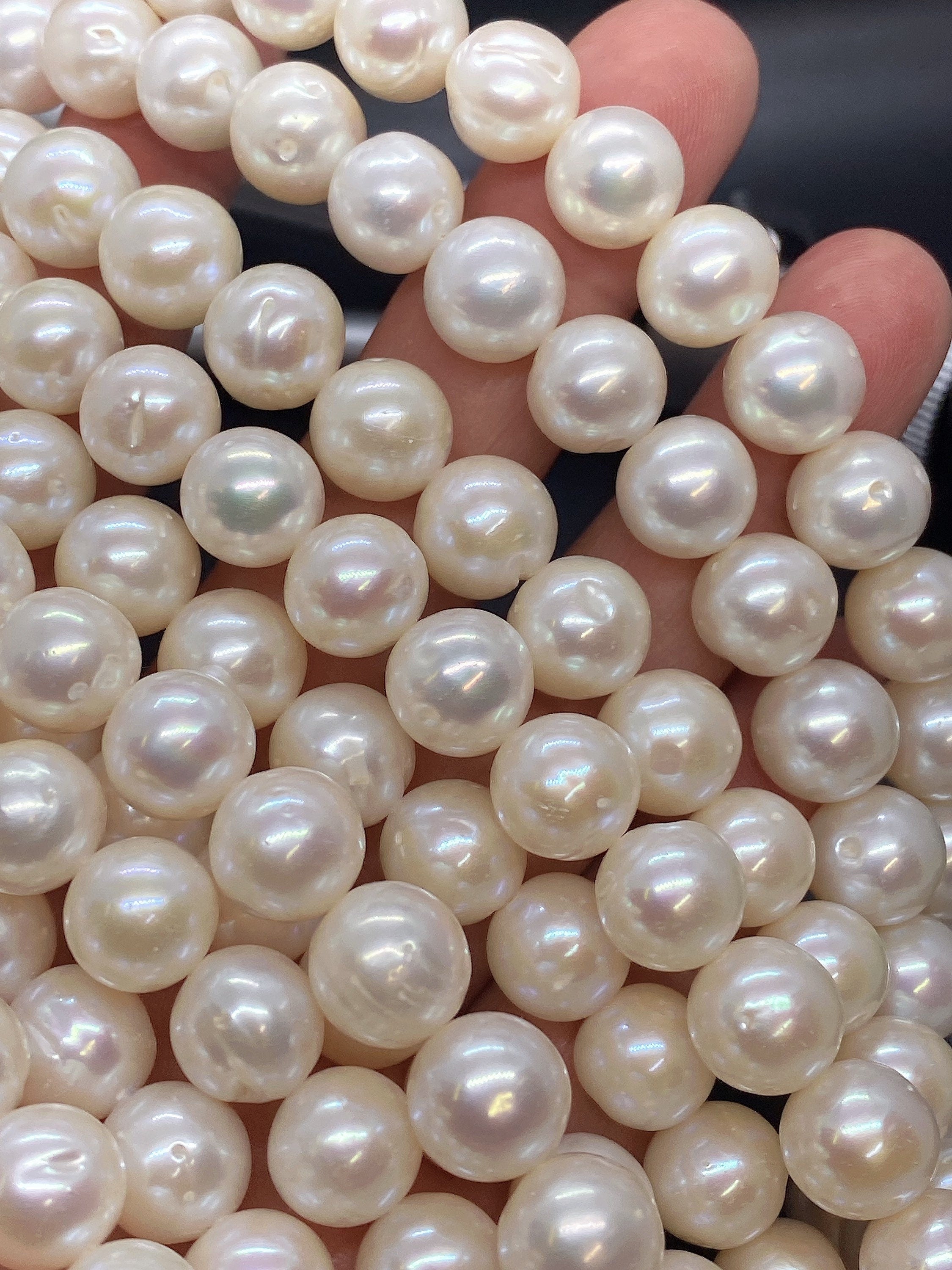 11-12mm A-AA Large Round Freshwater Pearls Off round Potato Pearl Ivory White pearl beads 15'' Full Strand 33 pc genuine pearl--#RS3008A