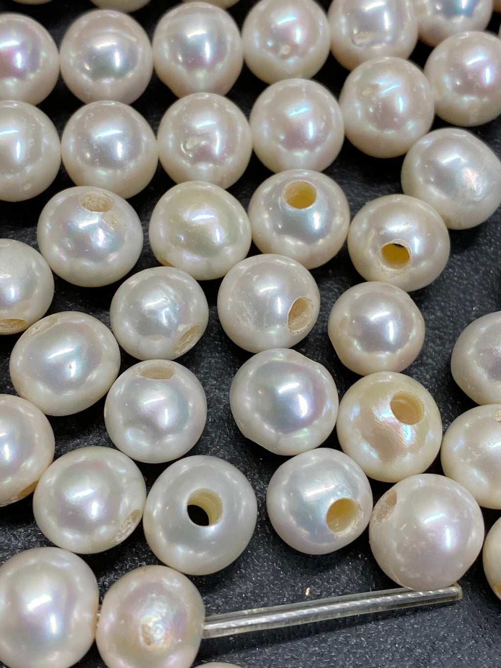 AA 9.5-10mm Large Hole Pearl, Round potato Freshwater Pearl, Ivory white loose pearl beads set 2.2mm 3mm hole SALE 30% OFF #LH8010A