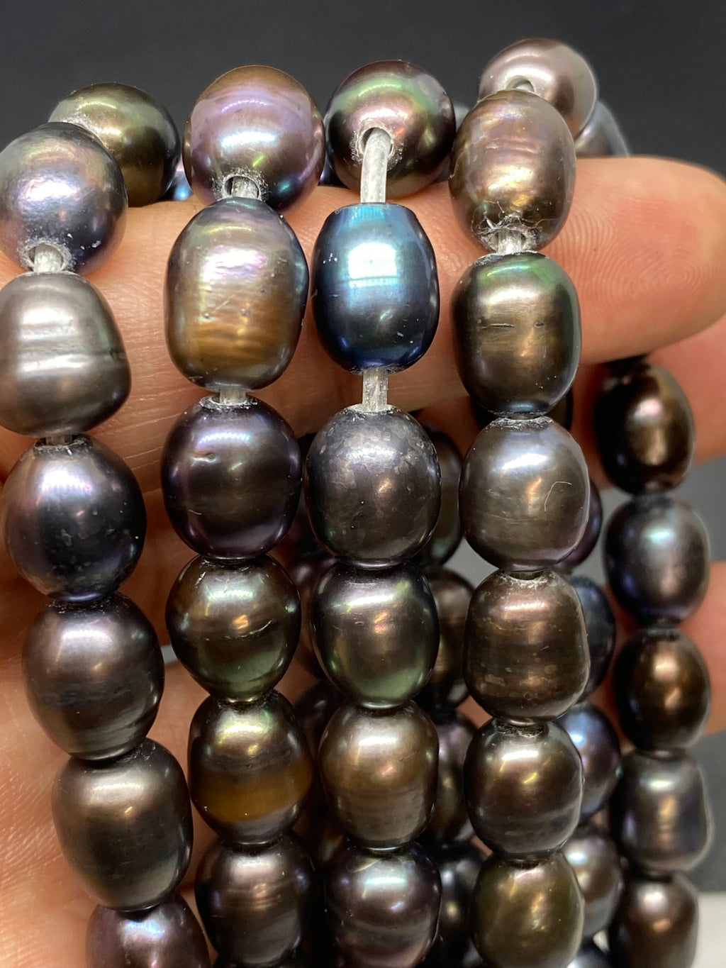 AA+ 10mmX 11-13mm Large Hole Freshwater Pearls 2.5mm 3mm Peacock color nugget pearl 10 Pc baroque Rice Pearl , wholesale #LH8011A