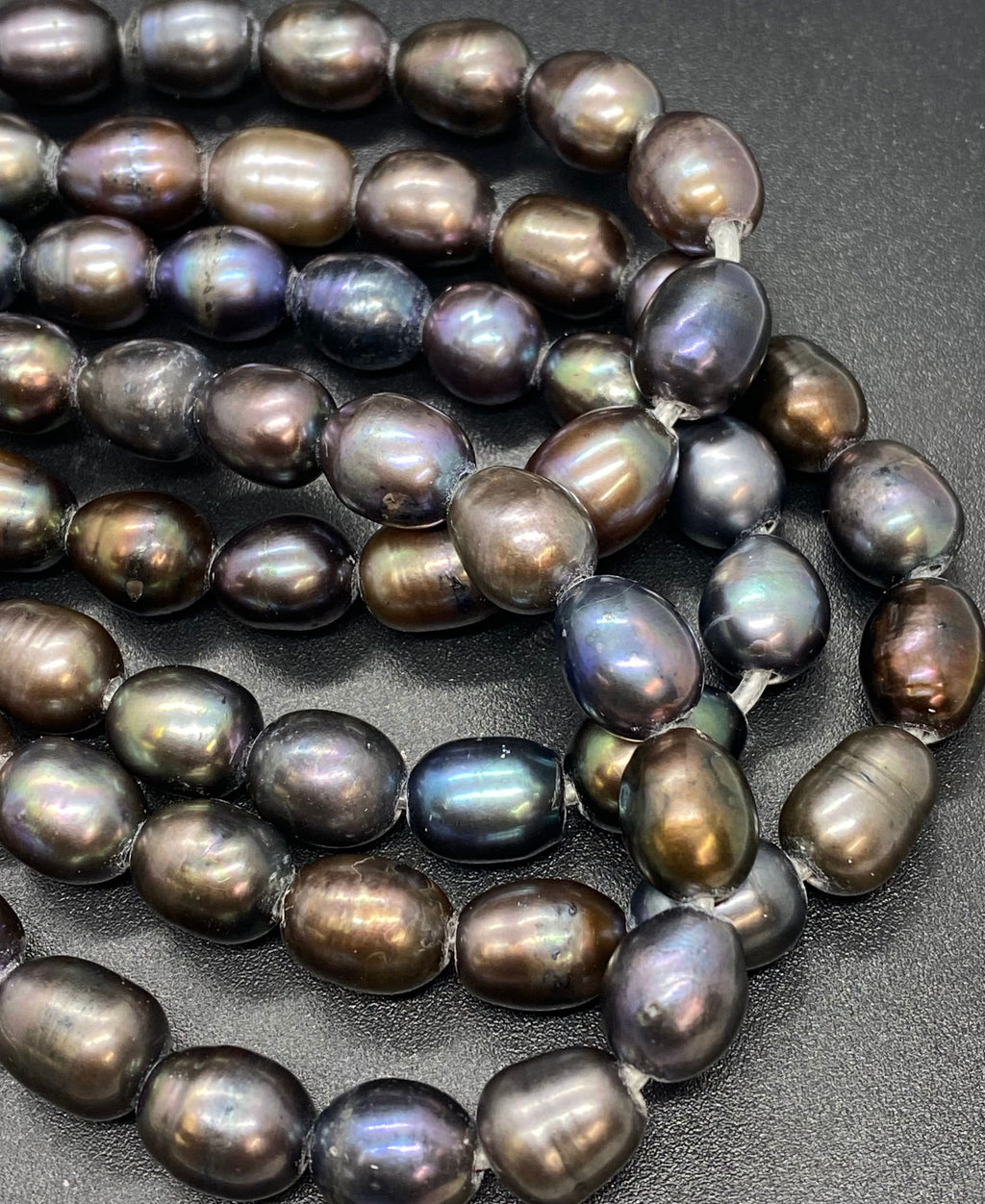 AA+ 10mmX 11-13mm Large Hole Freshwater Pearls 2.5mm 3mm Peacock color nugget pearl 10 Pc baroque Rice Pearl , wholesale #LH8011A