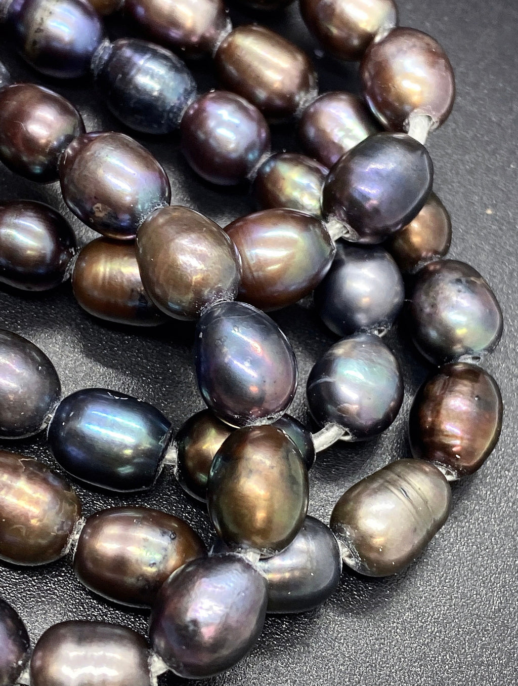 AA+ 10mmX 11-13mm Large Hole Freshwater Pearls 2.5mm 3mm Peacock color nugget pearl 10 Pc baroque Rice Pearl , wholesale #LH8011A